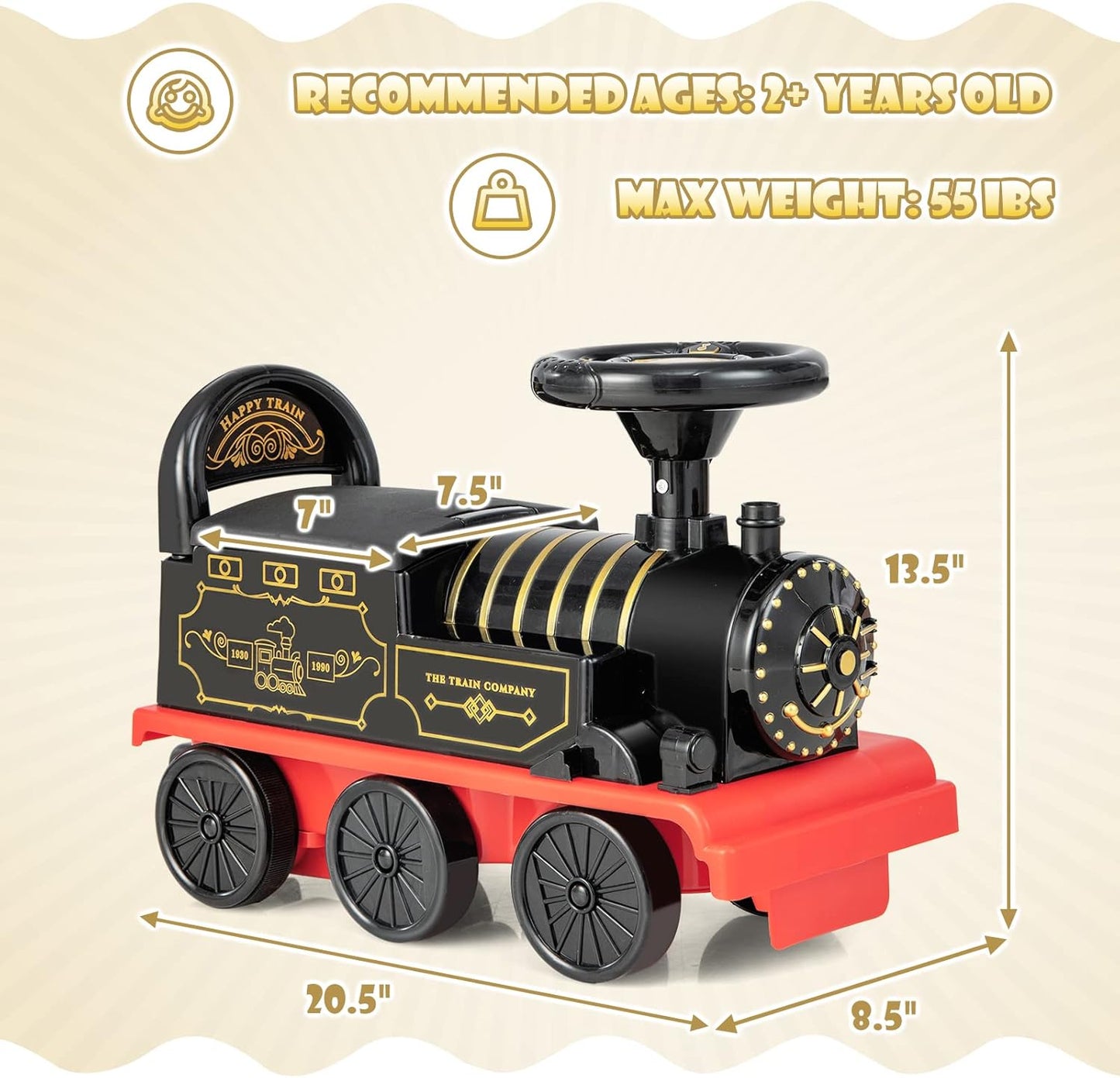Olakids 6V Electric Ride On Train Track Set Christmas Circus for Kids