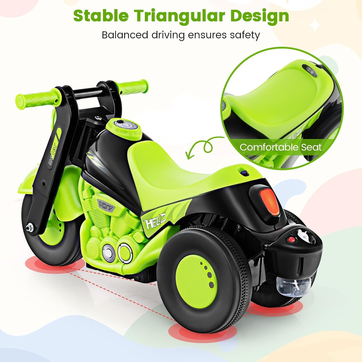 OLAKIDS Ride on Push Car, Foot-to-Floor Sliding Car for Toddlers Kids Motorcycle with Bubble Maker, Music, 3 Wheels Ride on Toys Gift for Boys Girls Aged 3-5 Years
