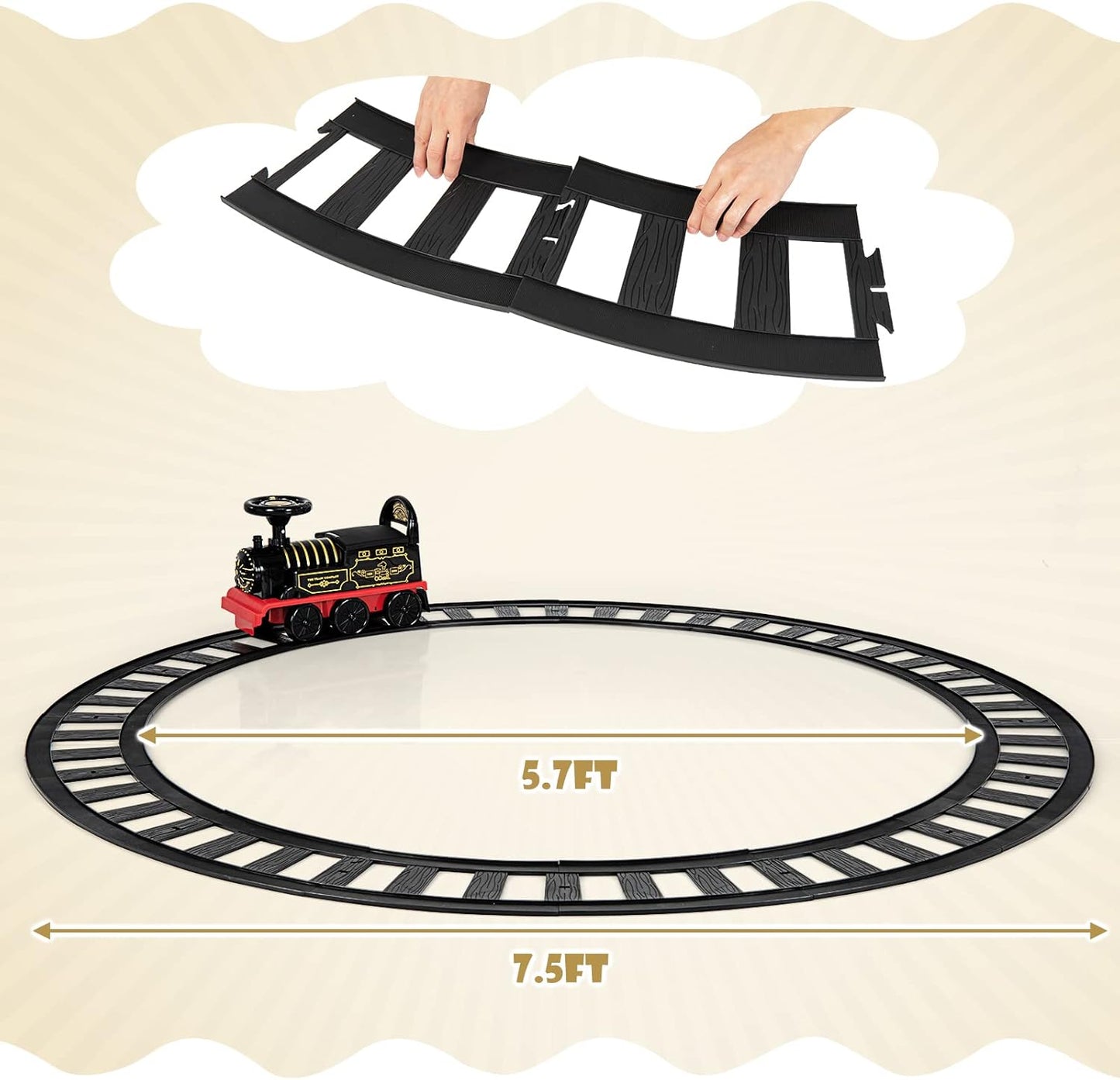 Olakids 6V Electric Ride On Train Track Set Christmas Circus for Kids