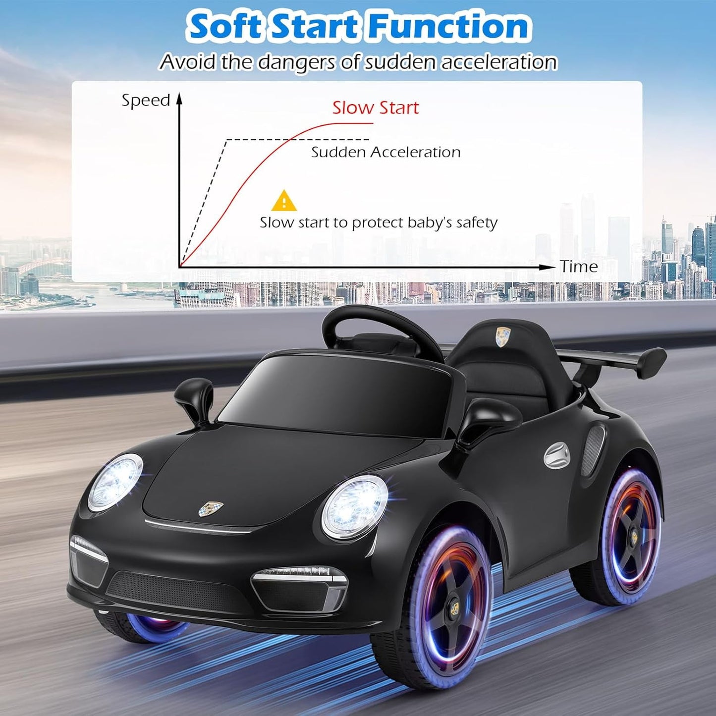 Licensed Porsche 12V Pink Ride on Car by OLAKIDS, Electric Vehicle Battery Powered with Remote Control, Headlight, Bluetooth, Power Display, 4 Wheeler Toys for Kids Girls Boys