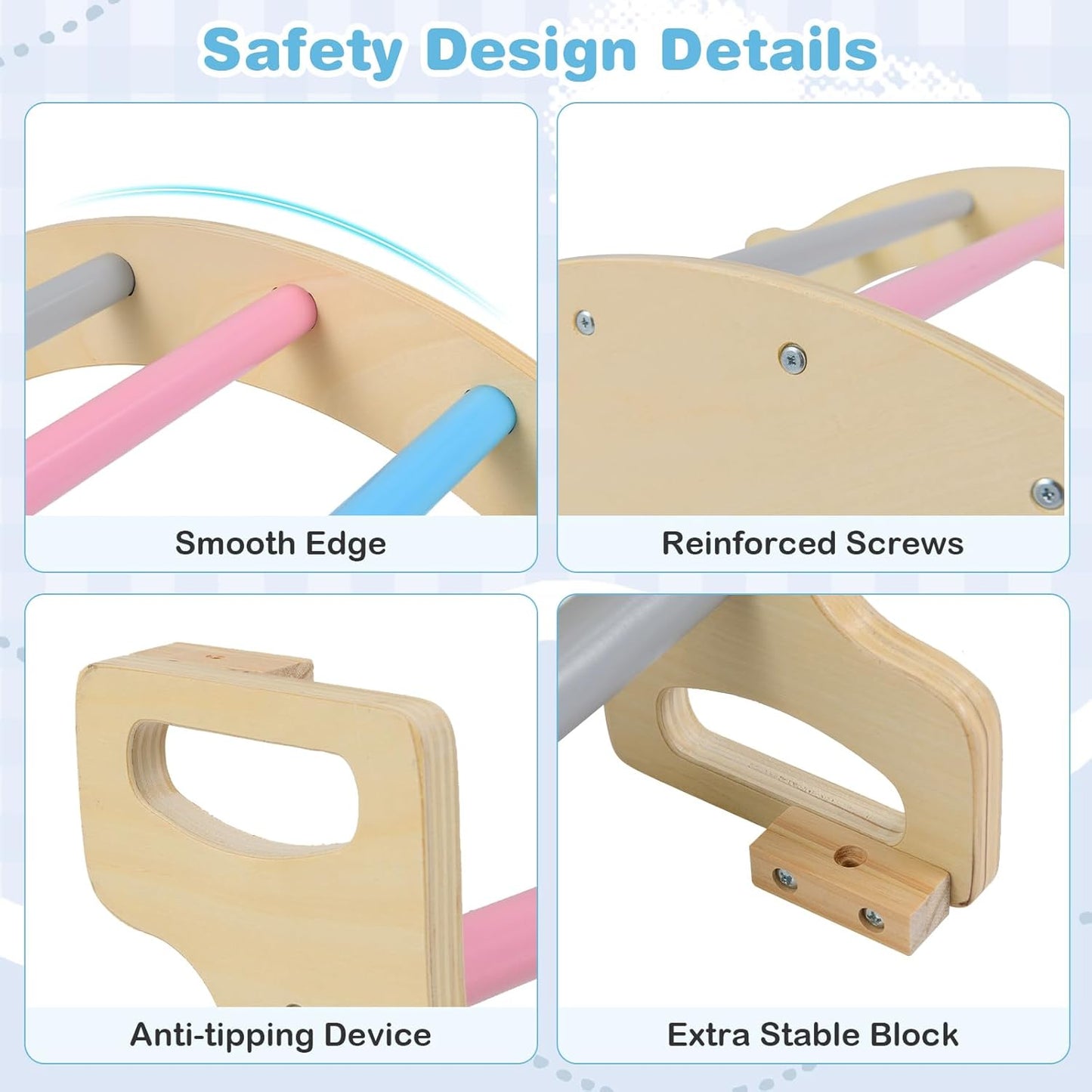 OLAKIDS Climbing Arch for Toddlers, 5 in 1 Wooden Indoor Kids Climber Rocker Montessori Sensory Table with Foldable Storage Bin, Baby Pikler Toy Set Gym Learning Crawling Gift for Children