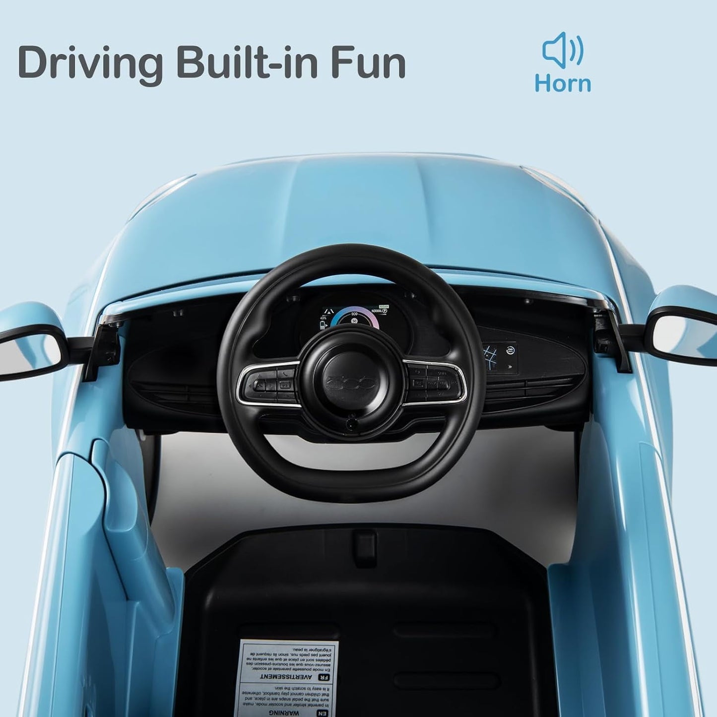Licensed Fiat 500 Ride on Push Car by OLAKIDS, 3 in 1 Baby Stroller Sliding Walking Car with Retractable Footrest, Parent Control Handle, Horn, Foot-to-Floor Toys for Kids Toddlers 18 Month+