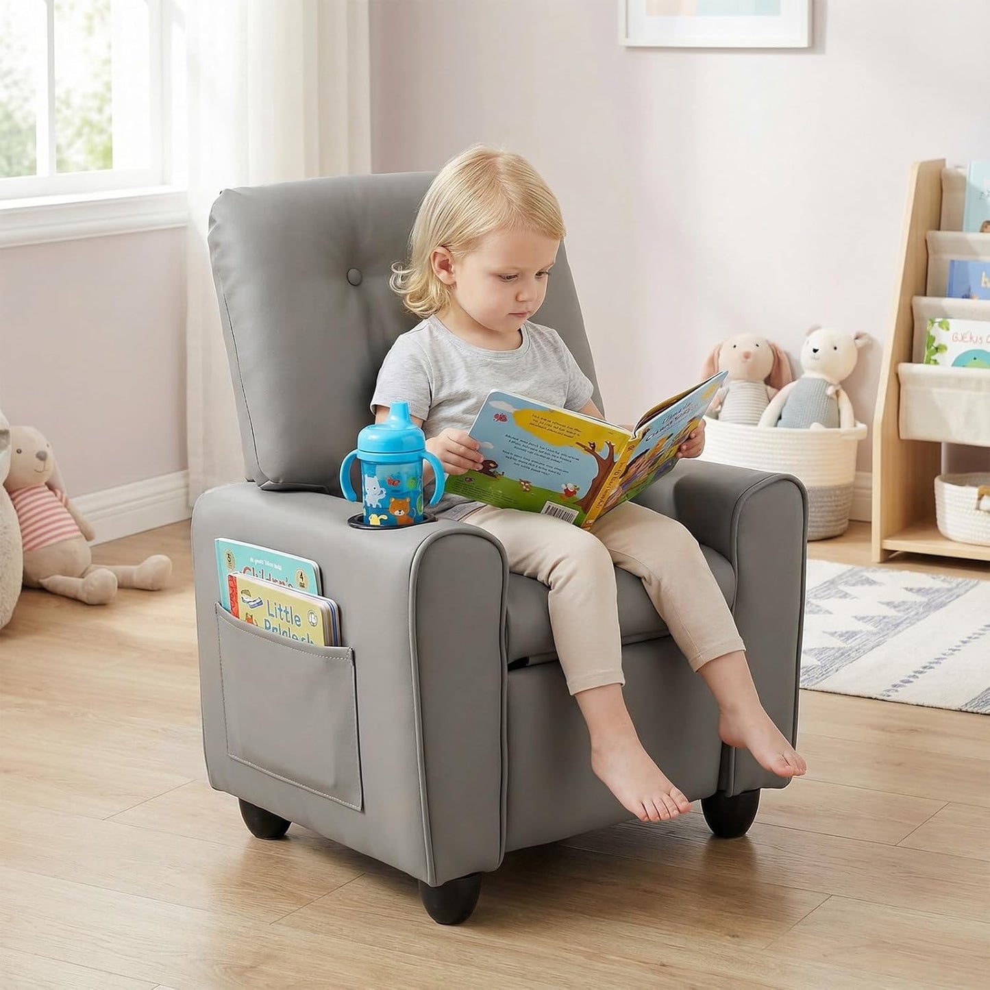 OLAKIDS Kids Recliner, Toddler Lounge Chair with Adjustable Backrest Footrest