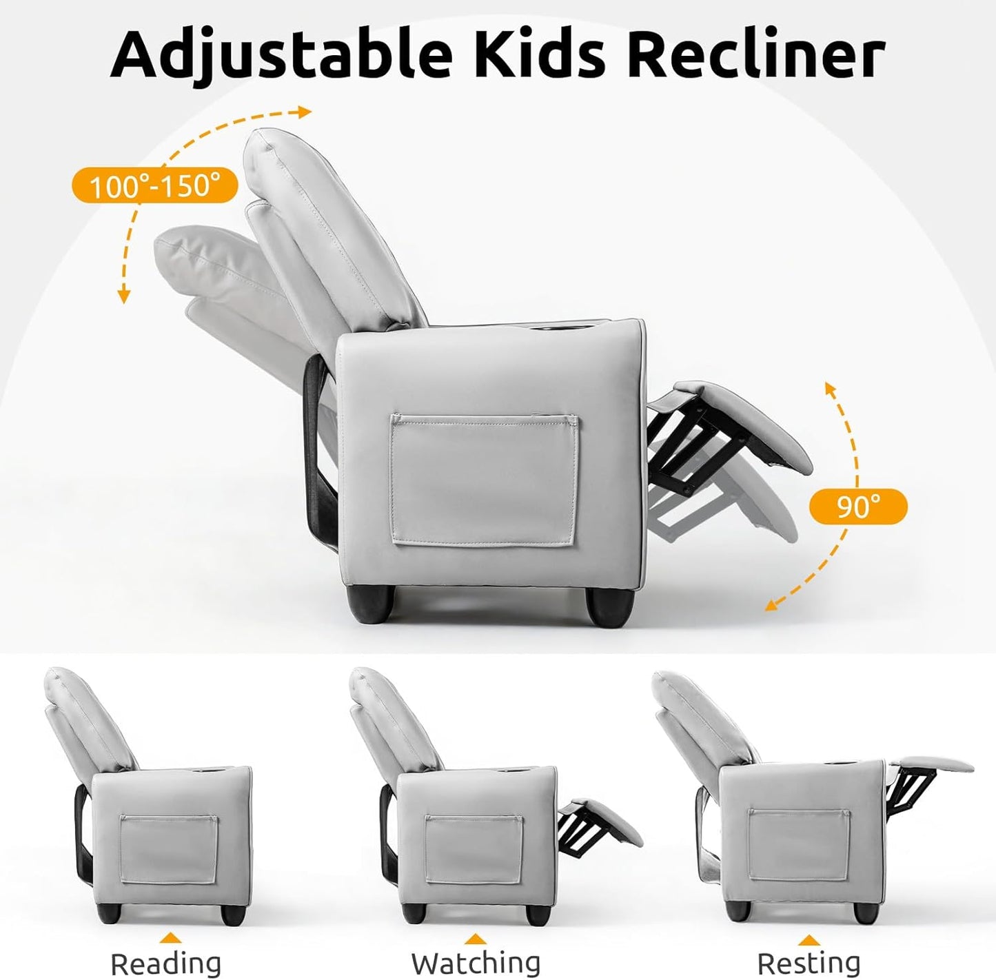 OLAKIDS Kids Recliner, Toddler Lounge Chair with Adjustable Backrest Footrest