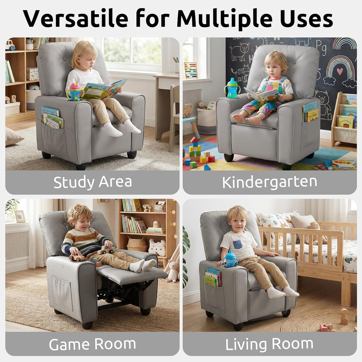 OLAKIDS Kids Recliner, Toddler Lounge Chair with Adjustable Backrest Footrest