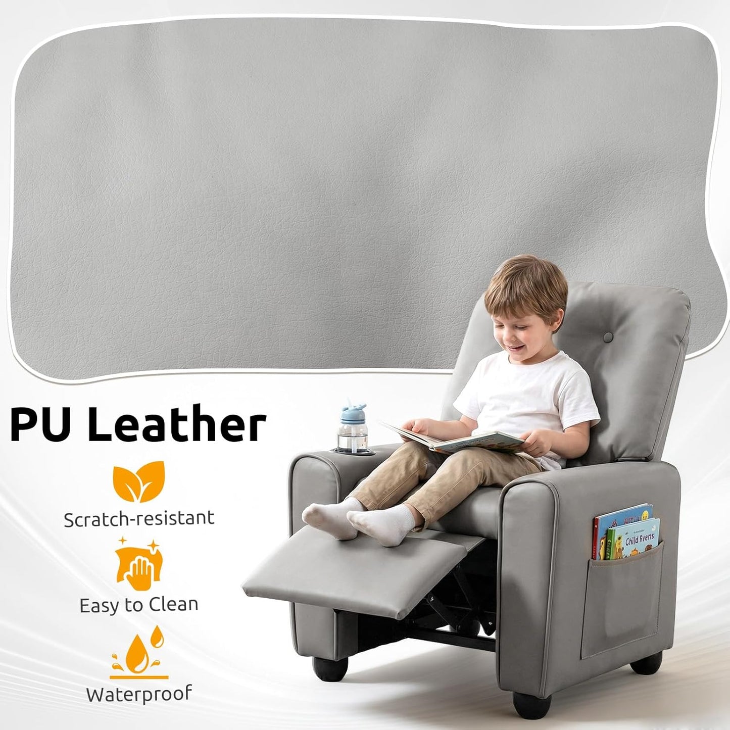 OLAKIDS Kids Recliner, Toddler Lounge Chair with Adjustable Backrest Footrest