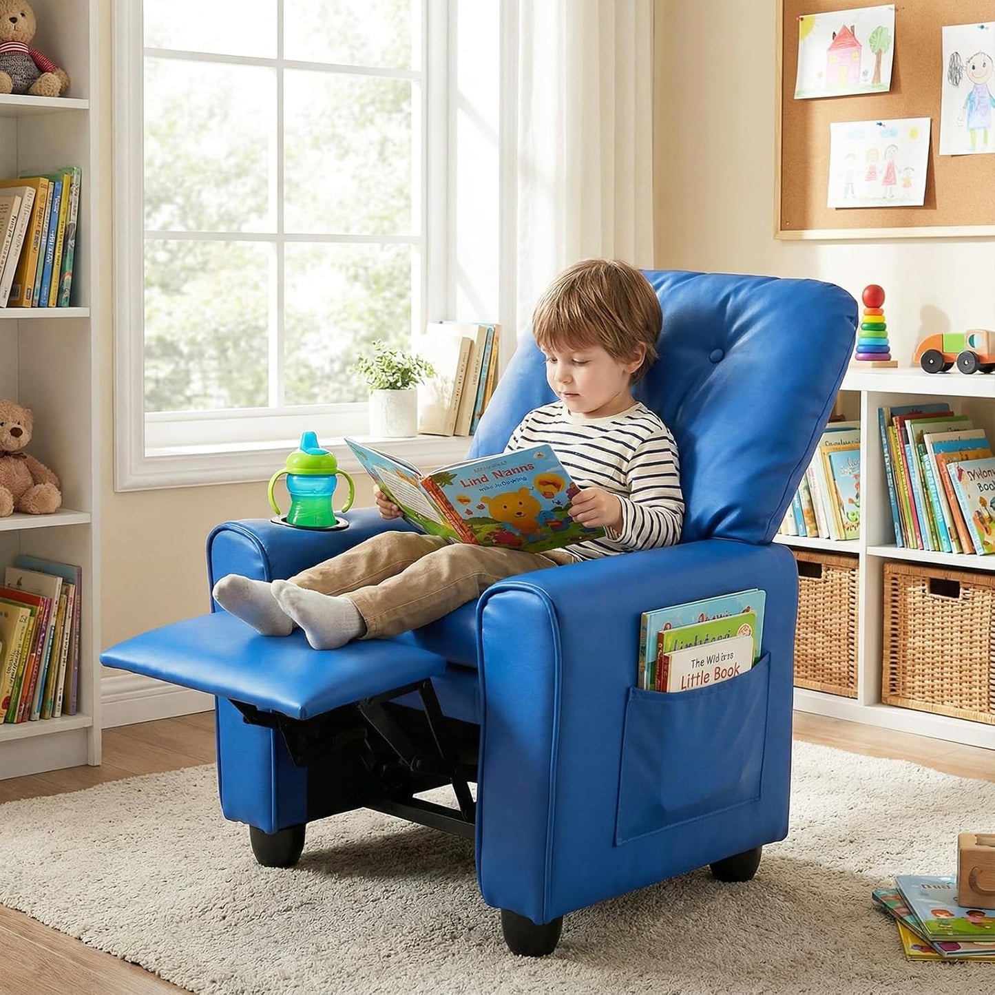 OLAKIDS Kids Recliner, Toddler Lounge Chair with Adjustable Backrest Footrest