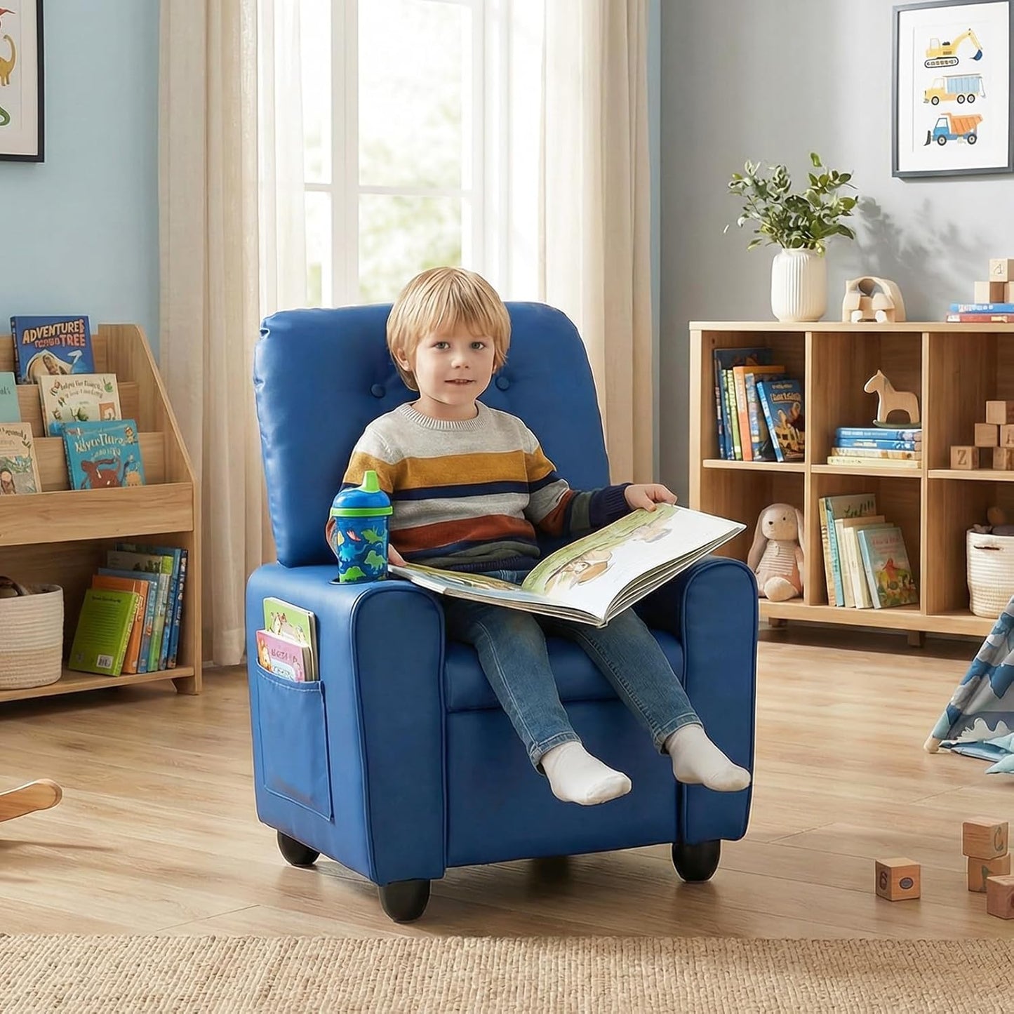 OLAKIDS Kids Recliner, Toddler Lounge Chair with Adjustable Backrest Footrest