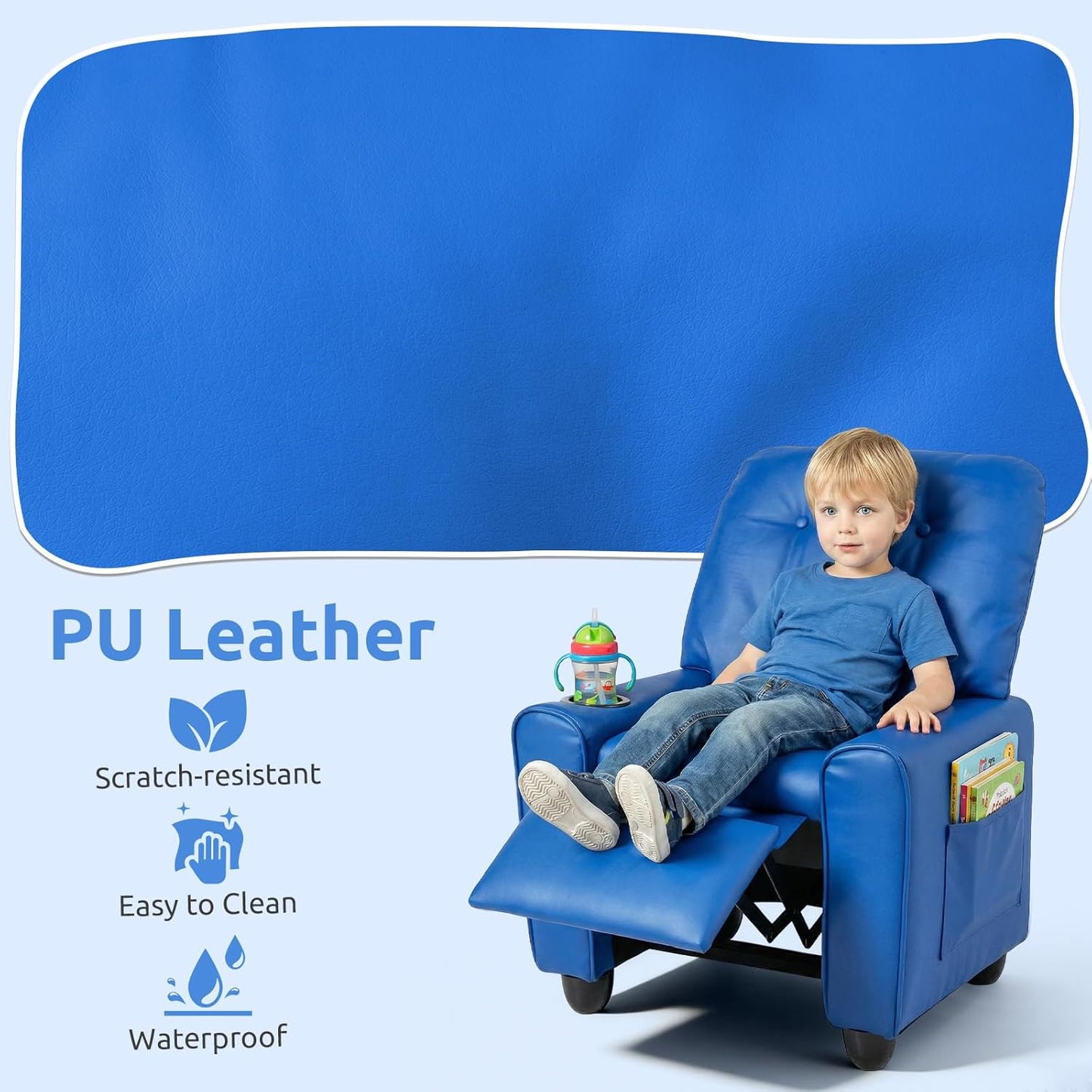 OLAKIDS Kids Recliner, Toddler Lounge Chair with Adjustable Backrest Footrest