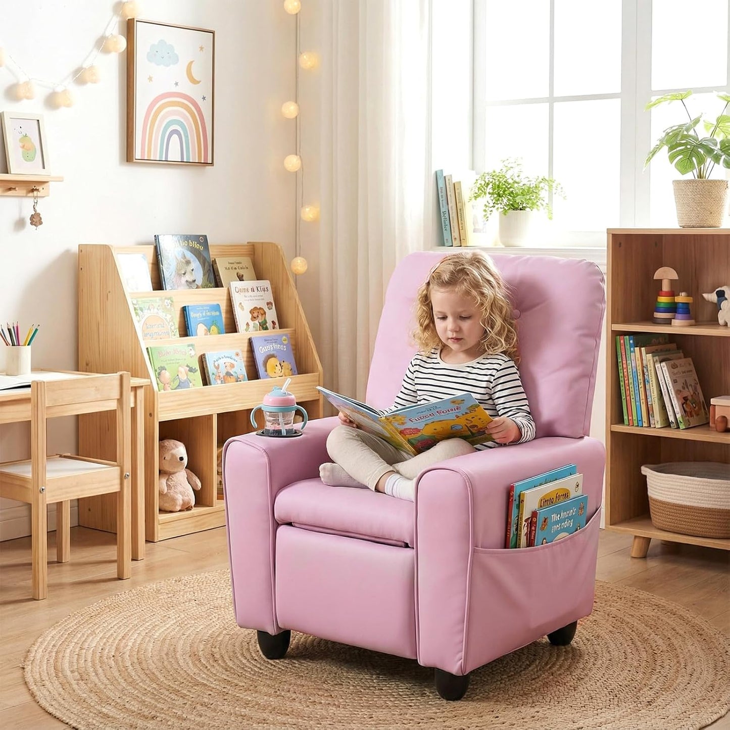 OLAKIDS Kids Recliner, Toddler Lounge Chair with Adjustable Backrest Footrest