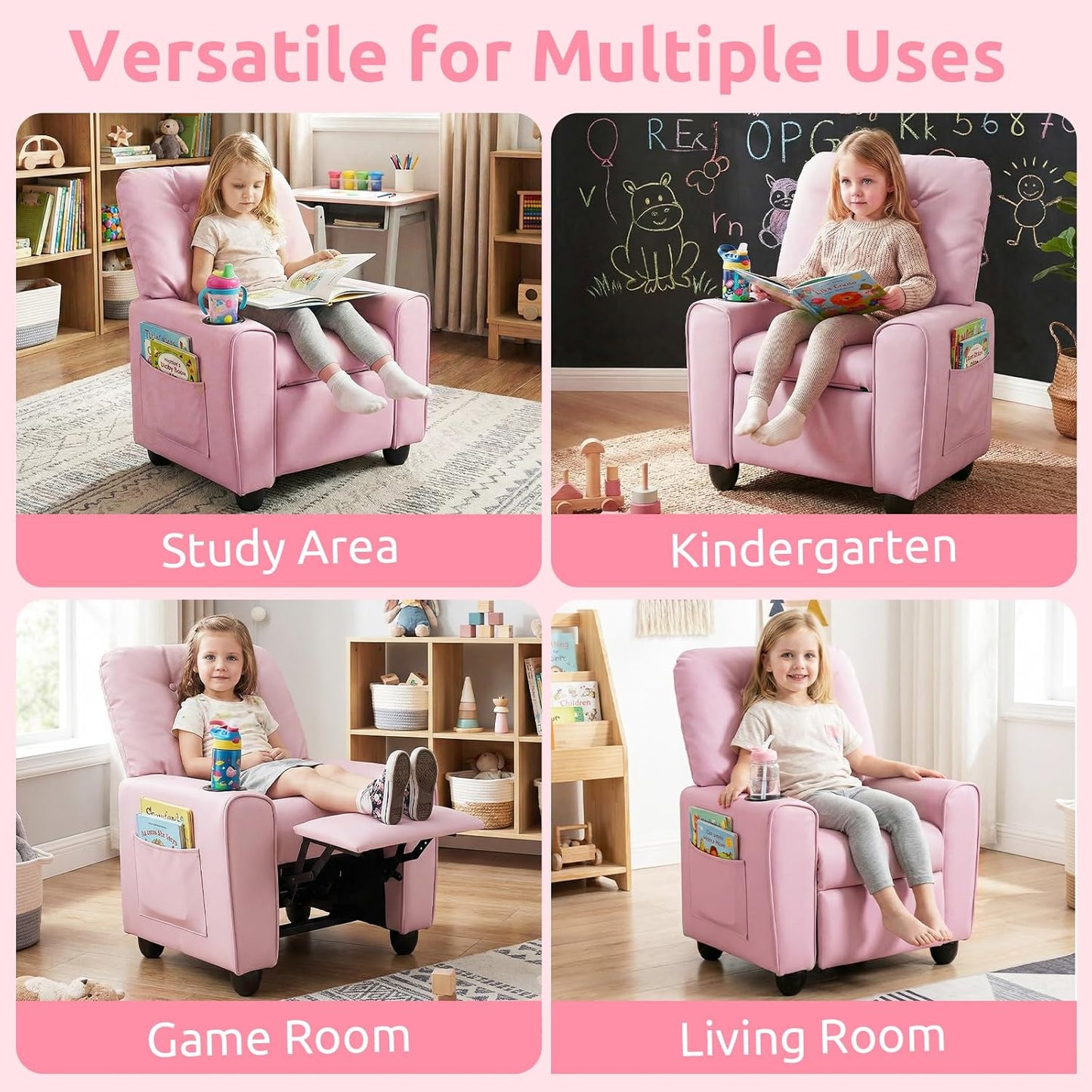 OLAKIDS Kids Recliner, Toddler Lounge Chair with Adjustable Backrest Footrest