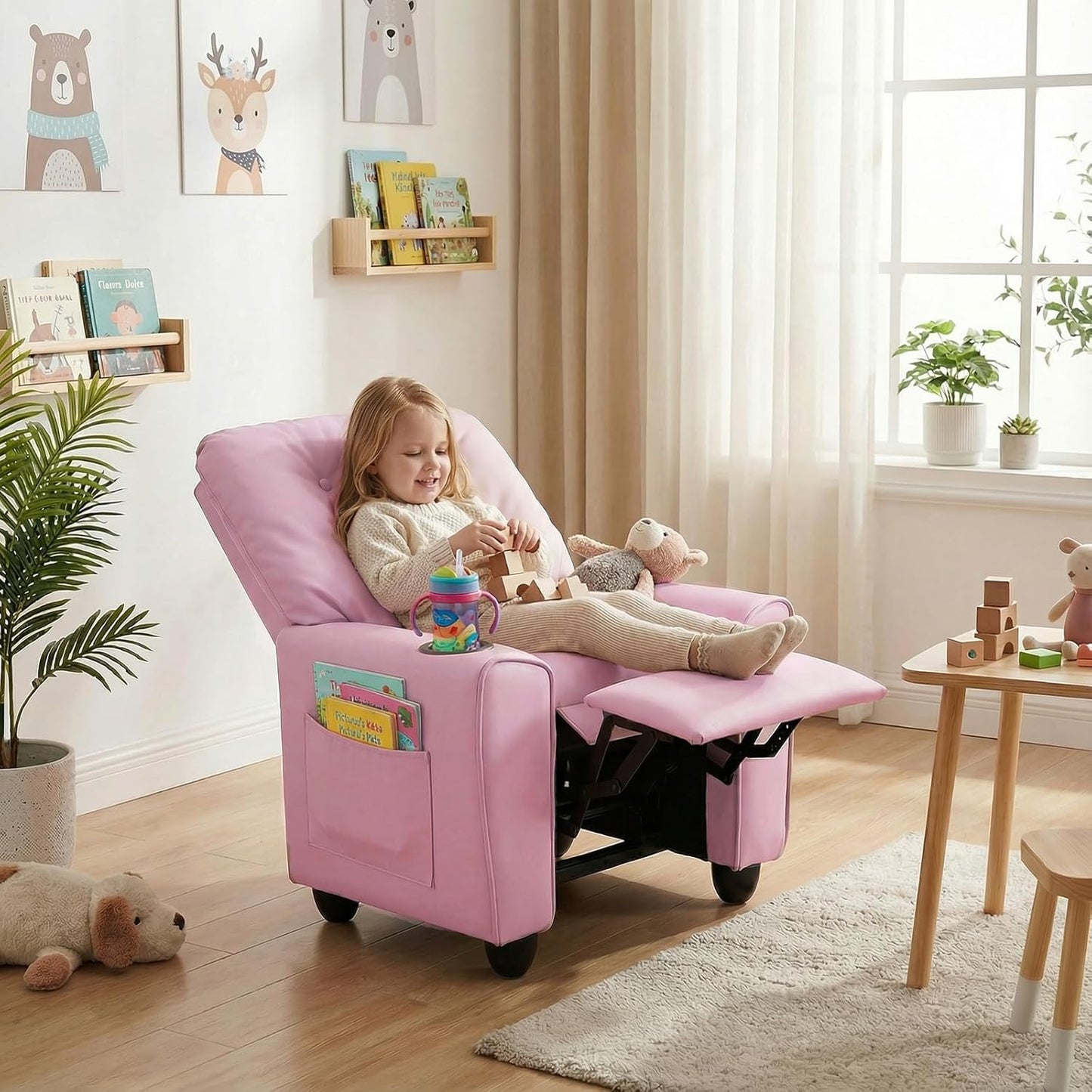 OLAKIDS Kids Recliner, Toddler Lounge Chair with Adjustable Backrest Footrest