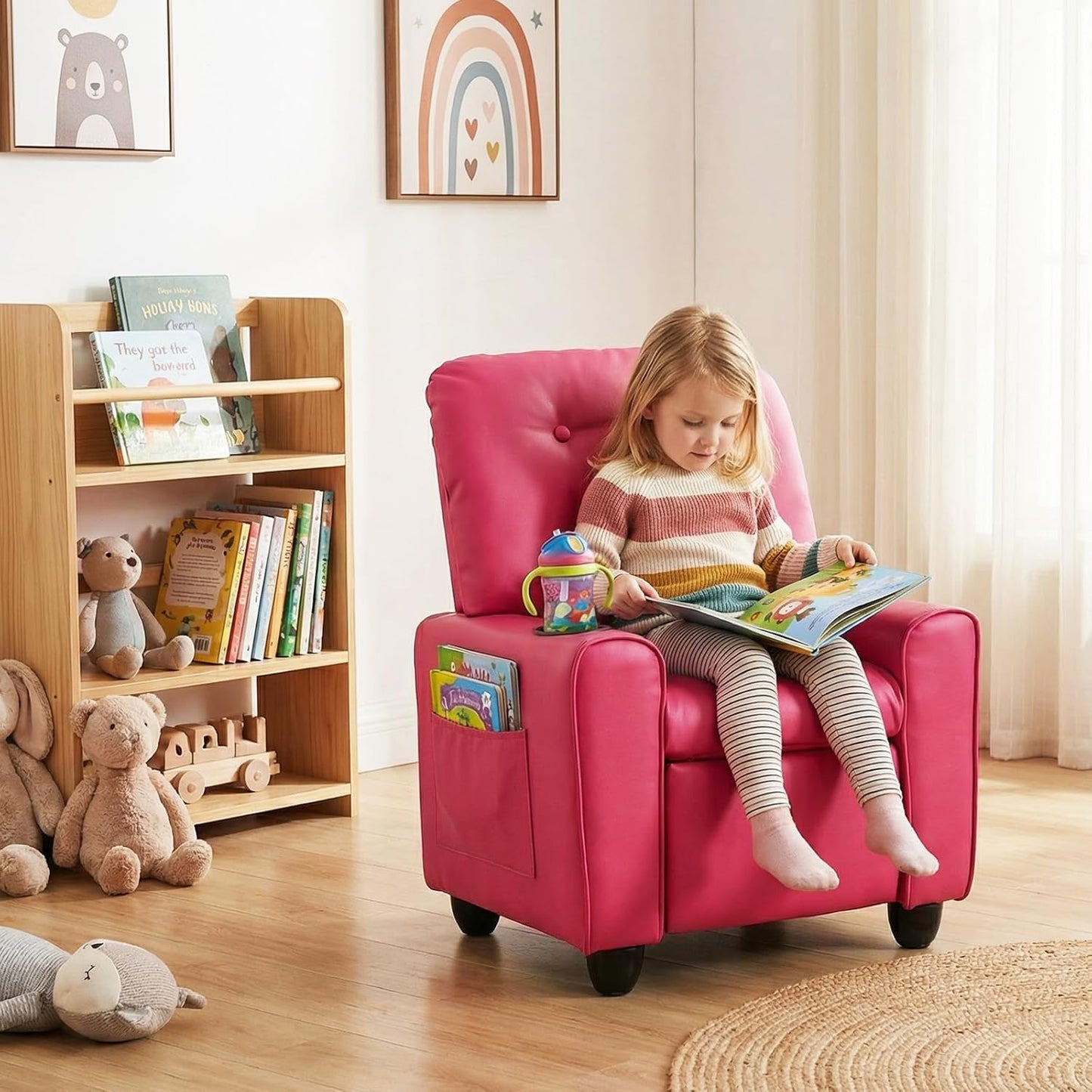 OLAKIDS Kids Recliner, Toddler Lounge Chair with Adjustable Backrest Footrest