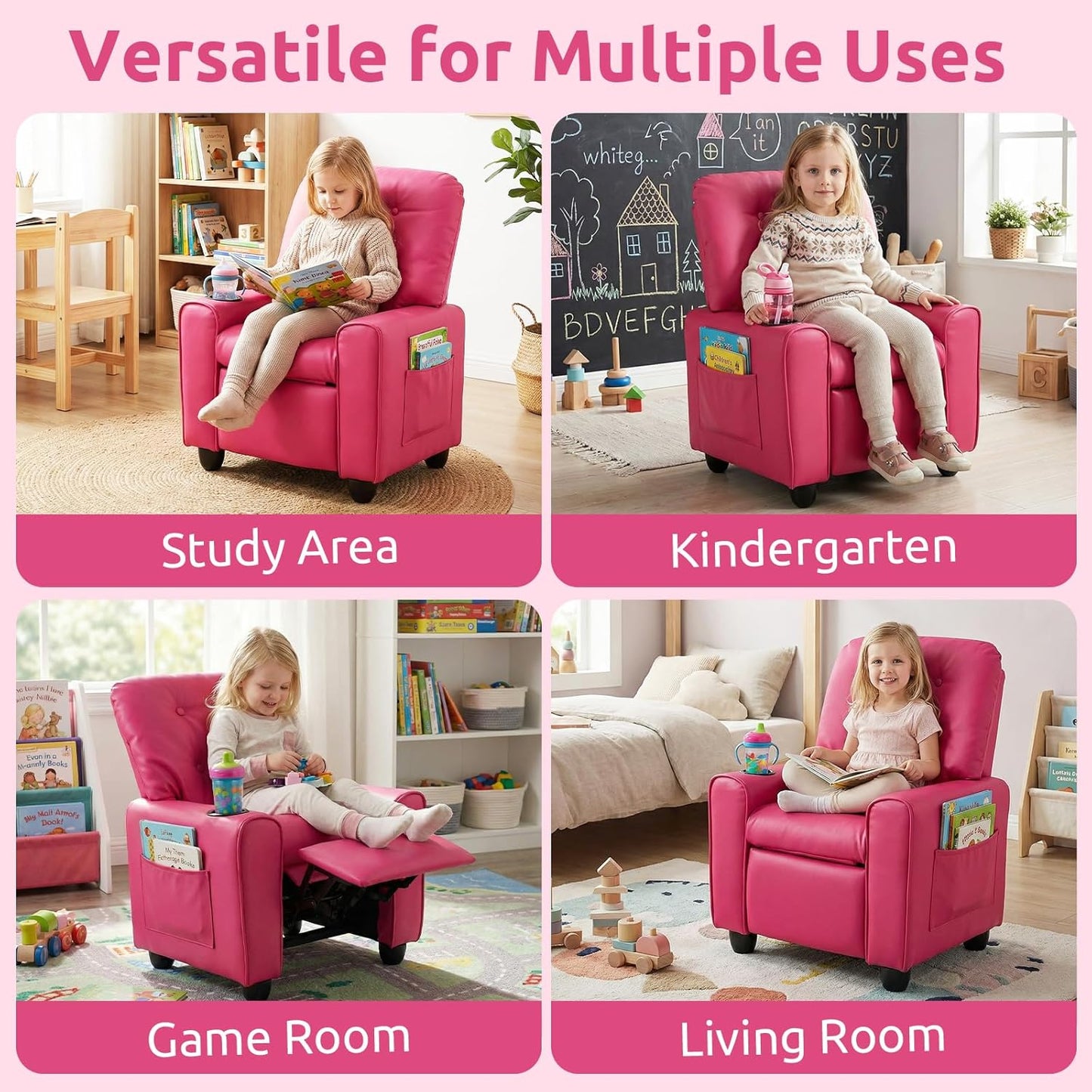 OLAKIDS Kids Recliner, Toddler Lounge Chair with Adjustable Backrest Footrest