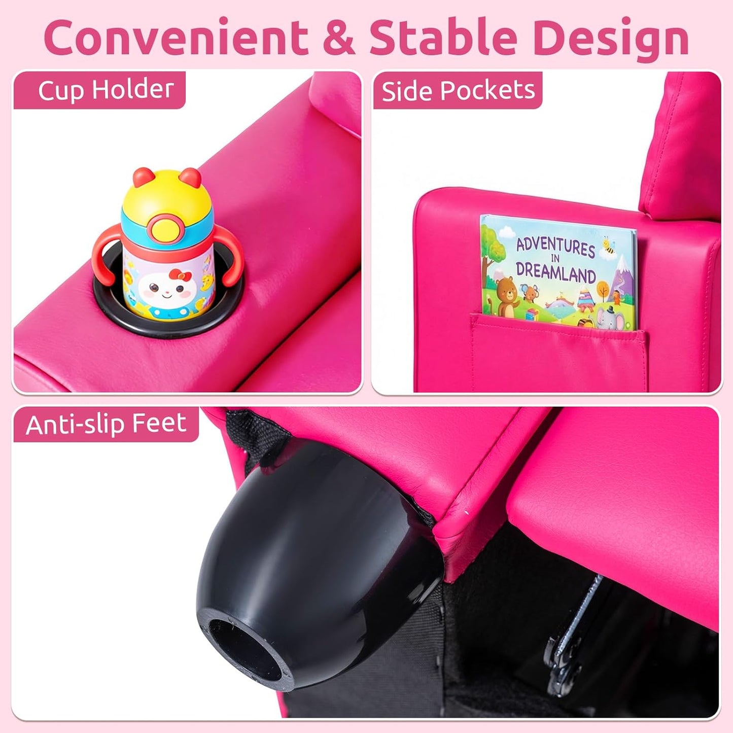 OLAKIDS Kids Recliner, Toddler Lounge Chair with Adjustable Backrest Footrest