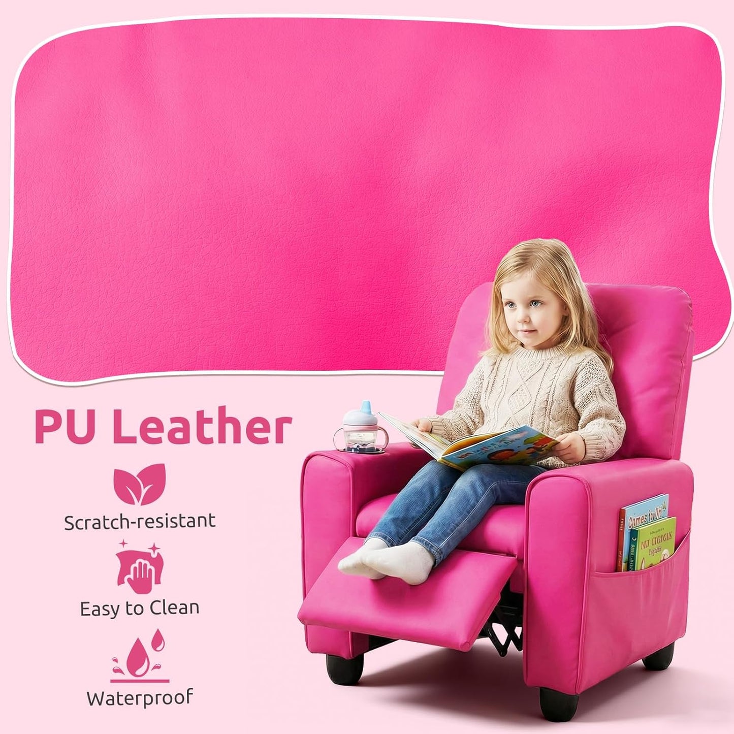 OLAKIDS Kids Recliner, Toddler Lounge Chair with Adjustable Backrest Footrest