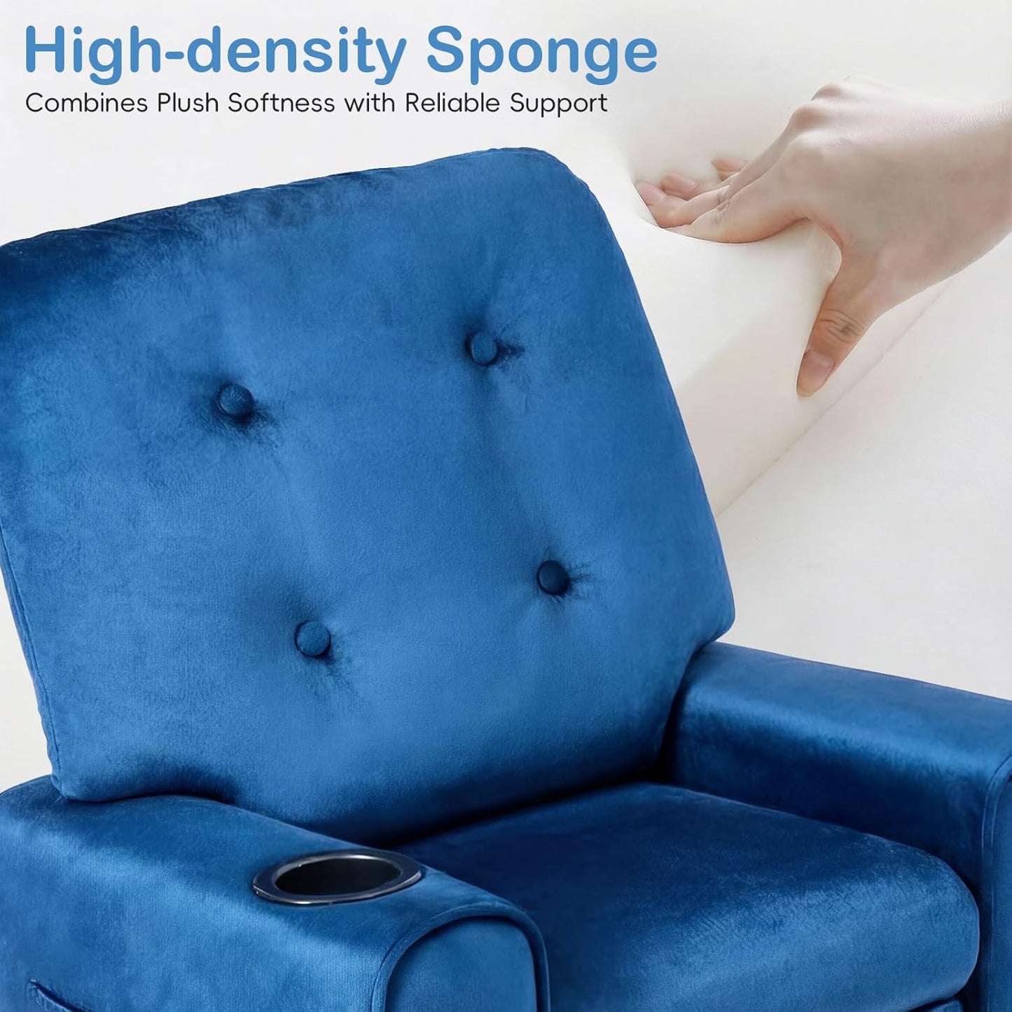 OLAKIDS Kids Recliner, Toddler Lounge Chair with Adjustable Backrest Footrest Cup Holder Side Pockets