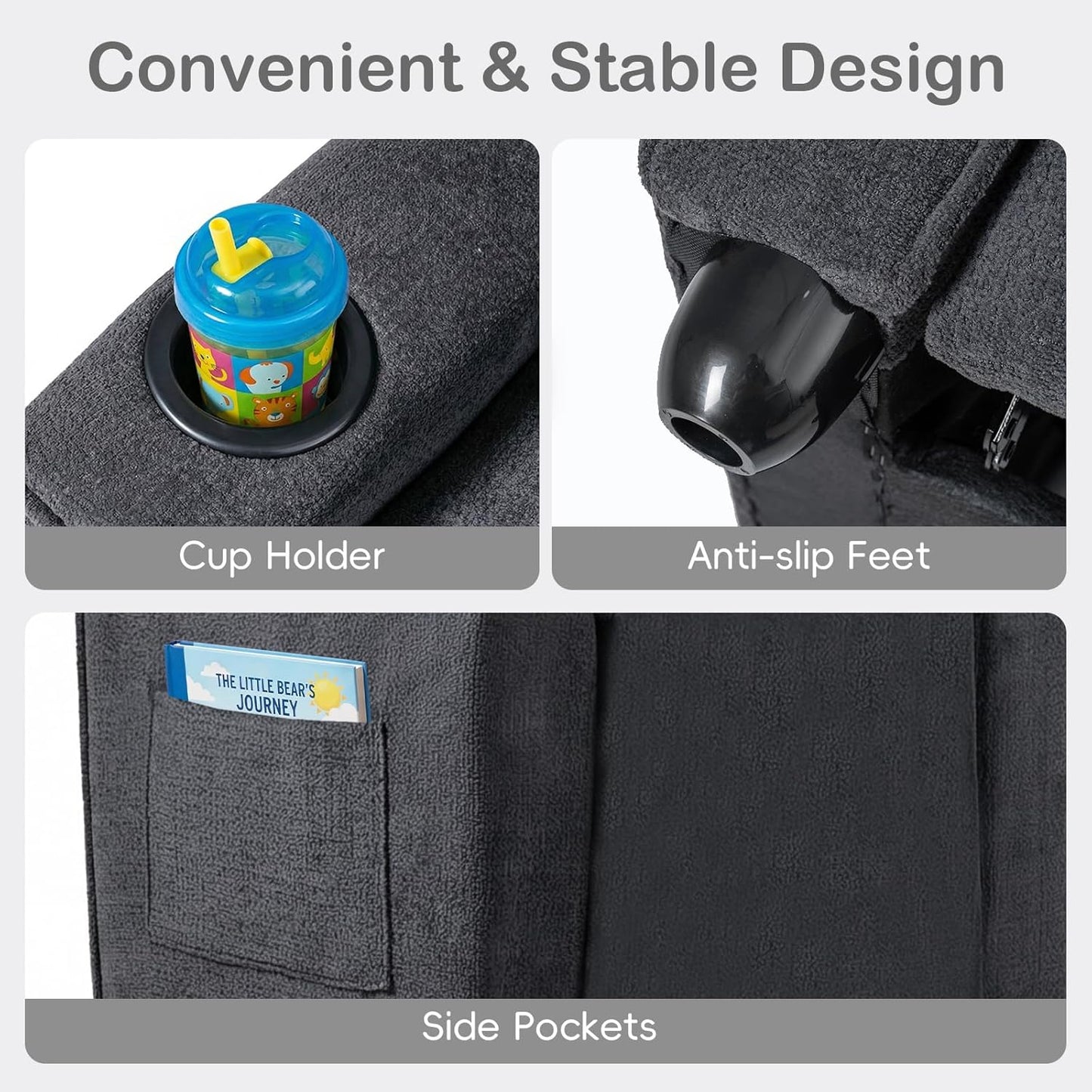 OLAKIDS Kids Recliner, Toddler Lounge Chair with Adjustable Backrest Footrest Cup Holder Side Pockets