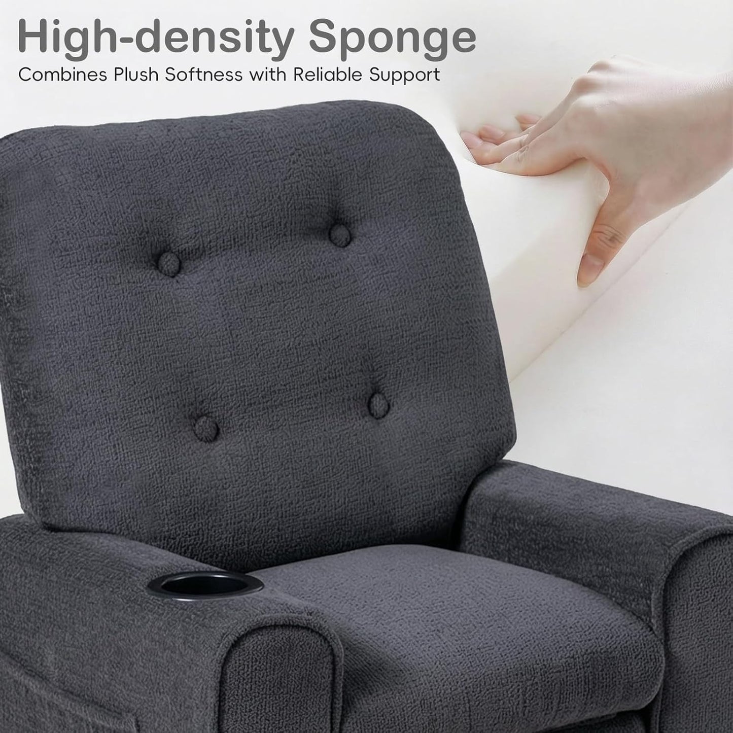 OLAKIDS Kids Recliner, Toddler Lounge Chair with Adjustable Backrest Footrest Cup Holder Side Pockets