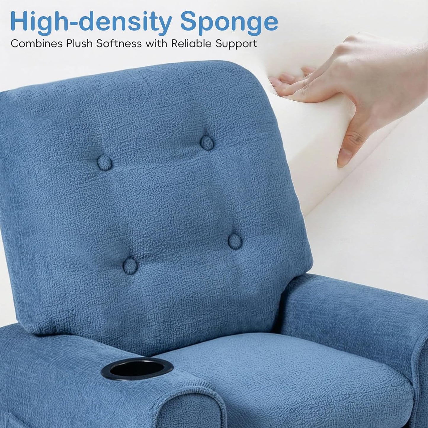 OLAKIDS Kids Recliner, Toddler Lounge Chair with Adjustable Backrest Footrest Cup Holder Side Pockets