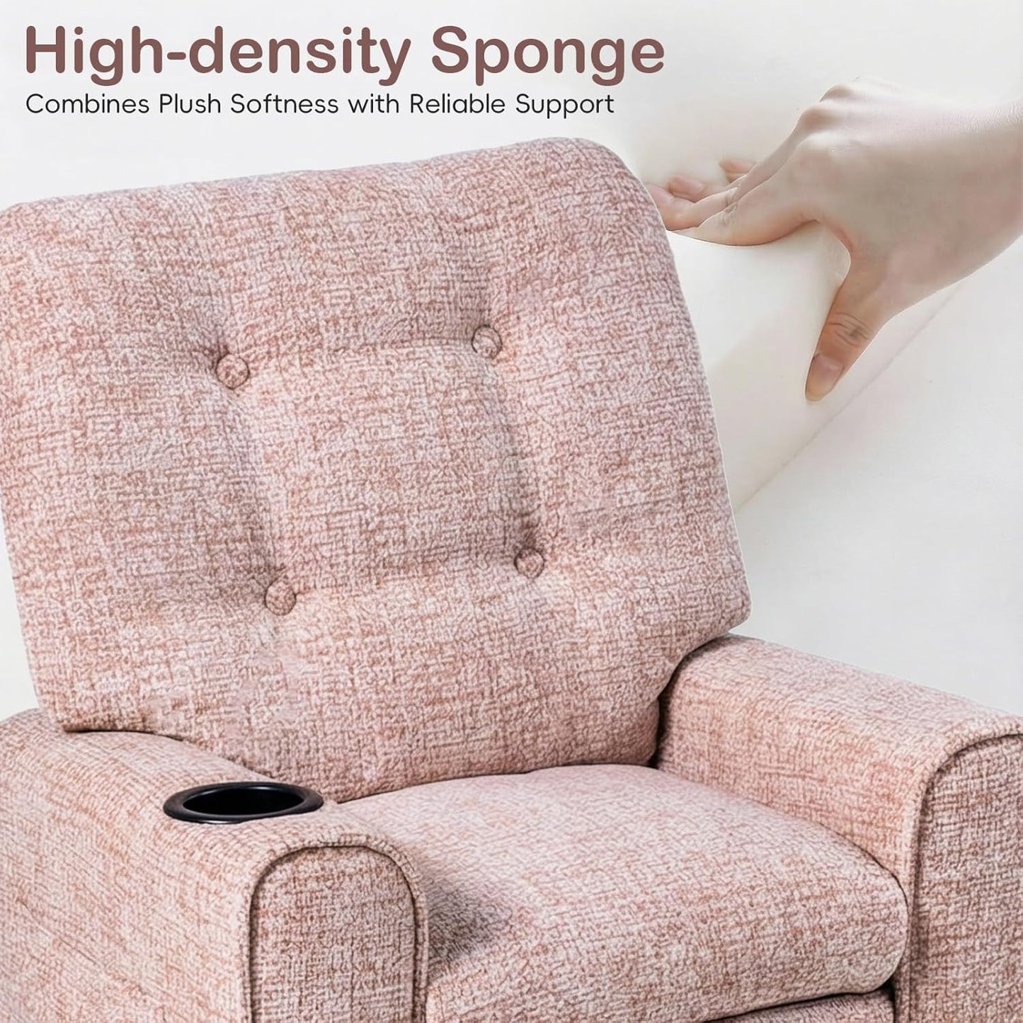 OLAKIDS Kids Recliner, Toddler Lounge Chair with Adjustable Backrest Footrest Cup Holder Side Pockets