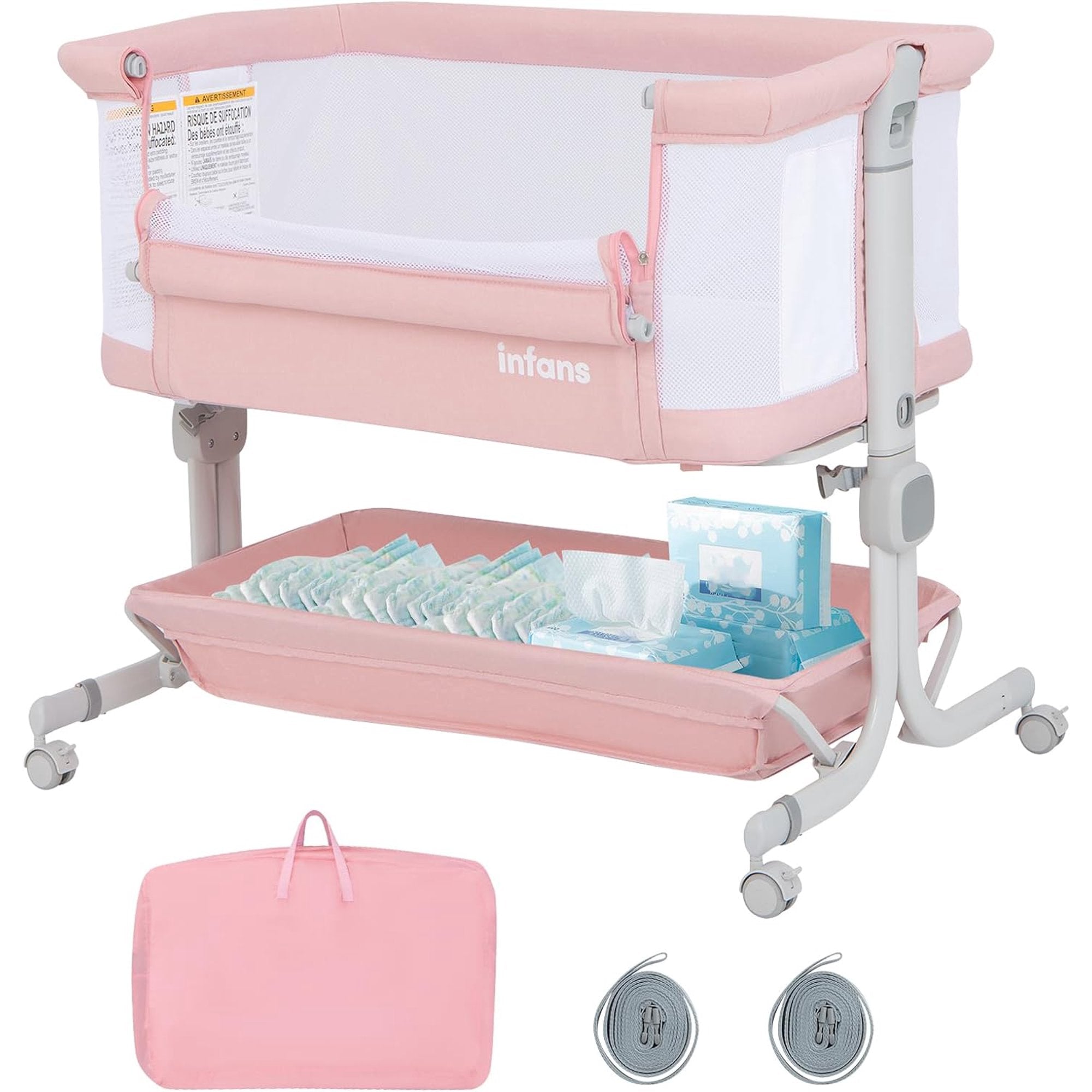 INFANS 3 in 1 Baby Bassinet Bedside Sleeper with Comfy Mattress Whee OLAKIDS