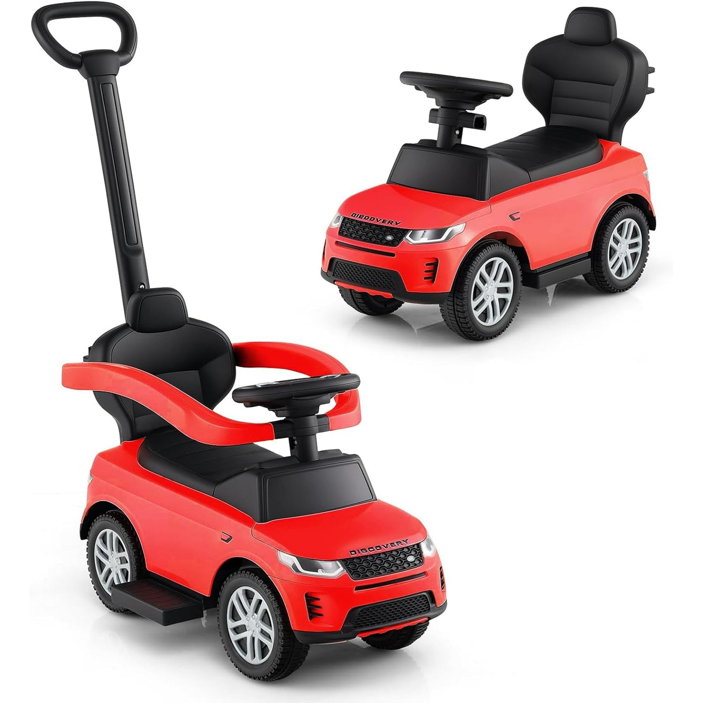 Licensed Land Rover Push Car for Toddlers by OLAKIDS, 3 in 1 Baby Stroller Sliding Walking Car with Parent Control Handle, Horn, Storage, Foot-to-Floor Ride on Toys for Boys Girls