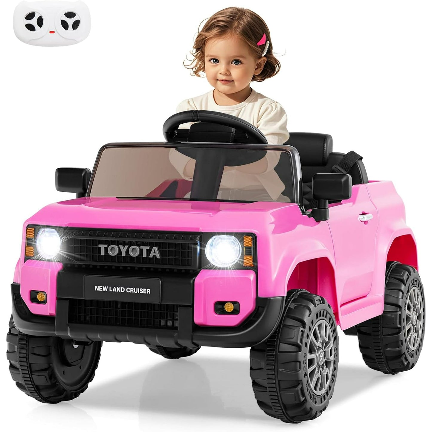 Licensed Toyota Ride on Car by OLAKIDS, Battery Powered Electric Vehicle for Kids with Remote Control, MP3, USB, Power Display, LED Lights, Suspension, Ride on Toy for 3+ Boys Girls