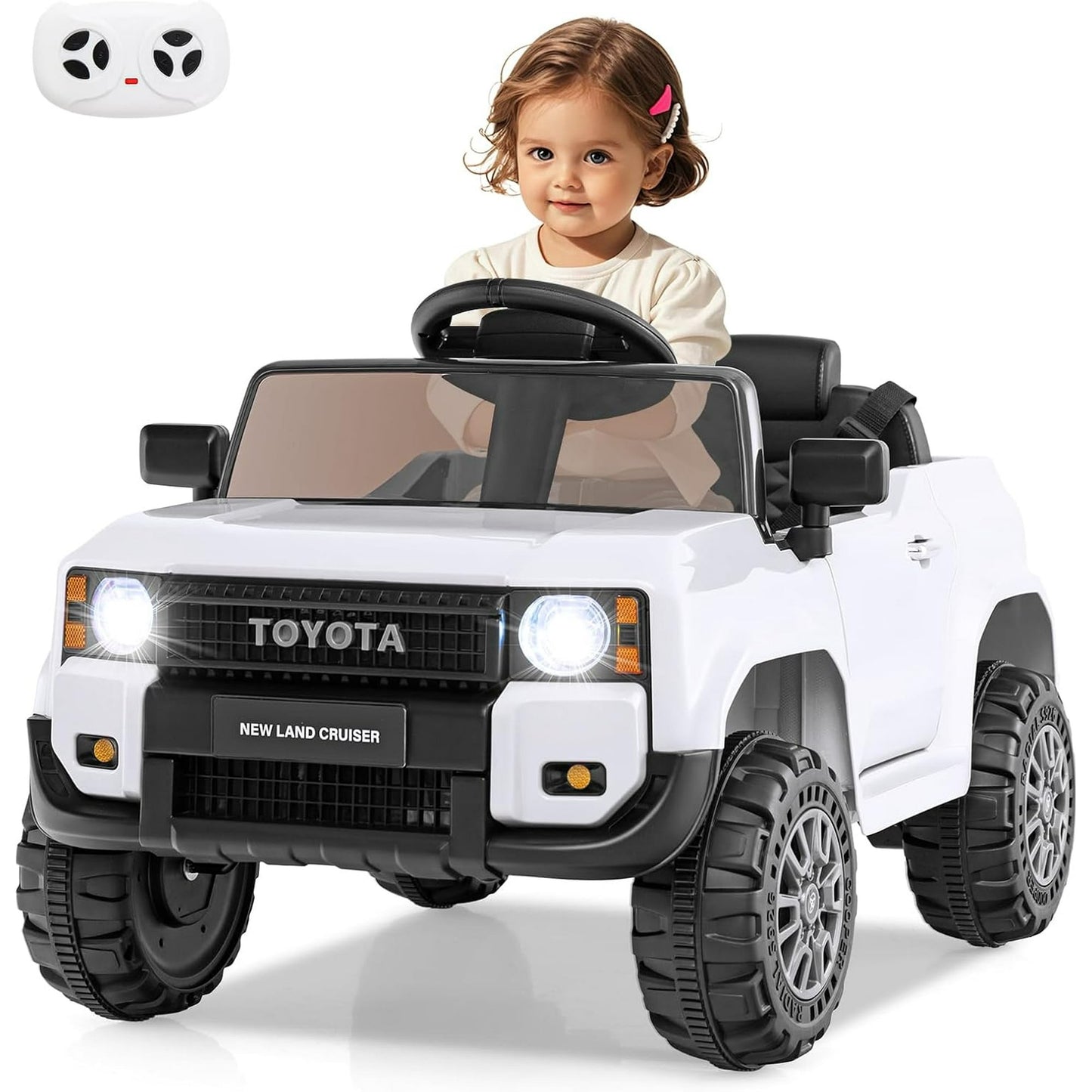 Licensed Toyota Ride on Car by OLAKIDS, Battery Powered Electric Vehicle for Kids with Remote Control, MP3, USB, Power Display, LED Lights, Suspension, Ride on Toy for 3+ Boys Girls