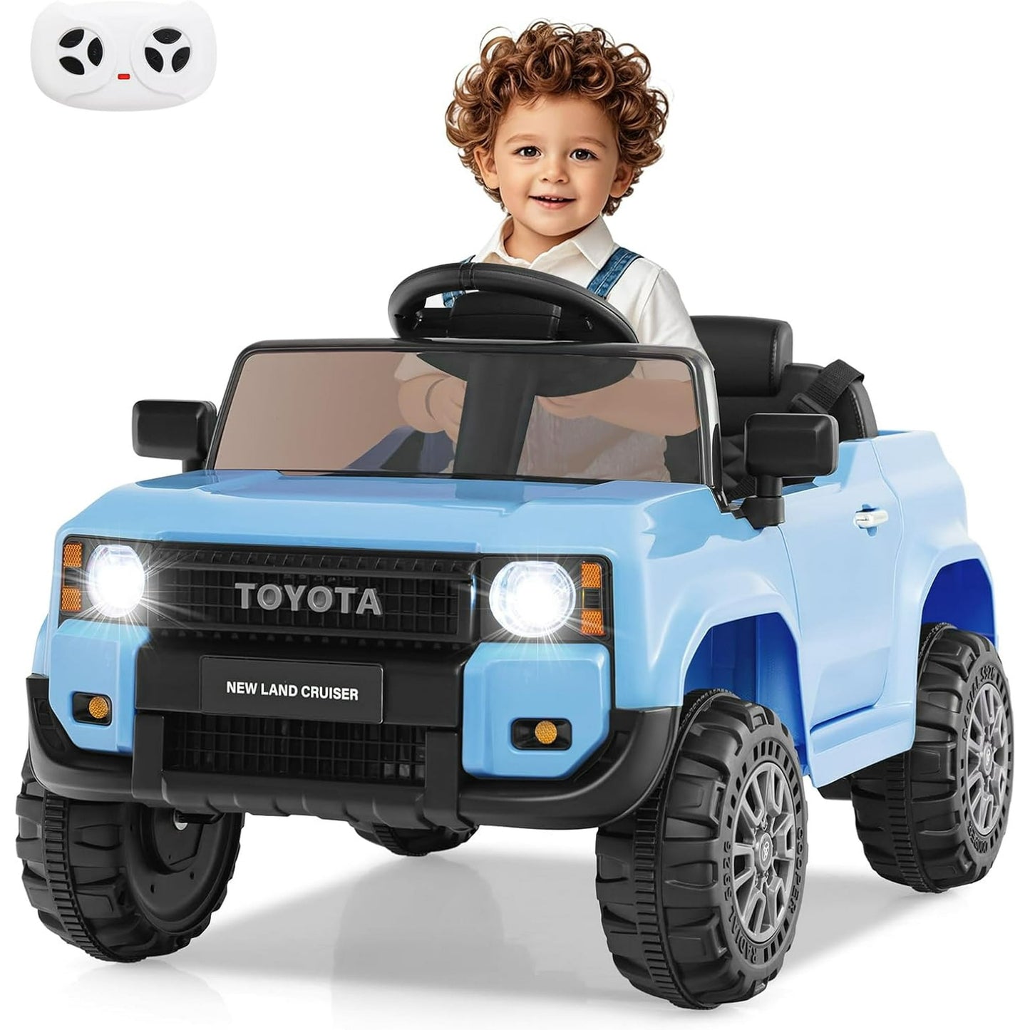 Licensed Toyota Ride on Car by OLAKIDS, Battery Powered Electric Vehicle for Kids with Remote Control, MP3, USB, Power Display, LED Lights, Suspension, Ride on Toy for 3+ Boys Girls