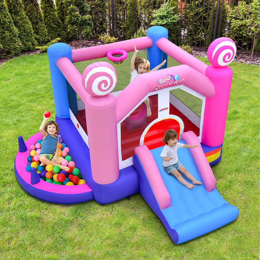 OLAKIDS Inflatable Bounce House, Princess Pink Jumping Castle Kids Candyland