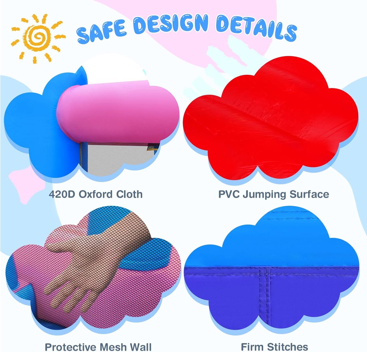 OLAKIDS Inflatable Bounce House, Princess Pink Jumping Castle Kids Candyland