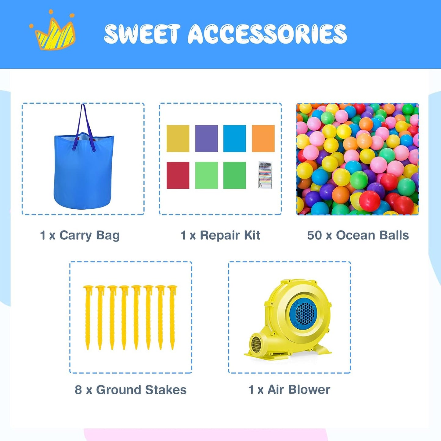 OLAKIDS Inflatable Bounce House, Princess Pink Jumping Castle Kids Candyland