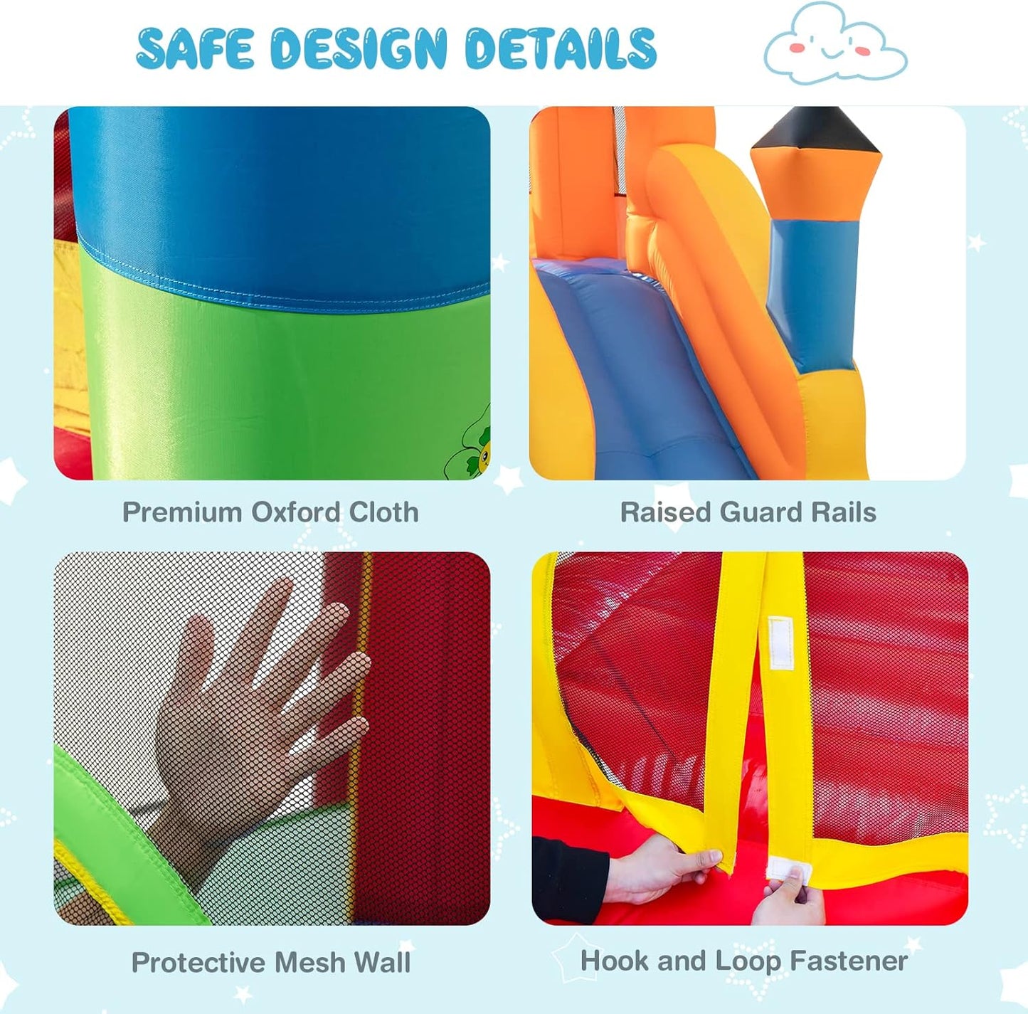 OLAKIDS Inflatable Bounce House, Kids Jumping Castle with 680W Blower 50PCS Ocean Balls Carry Bag Repair Patches