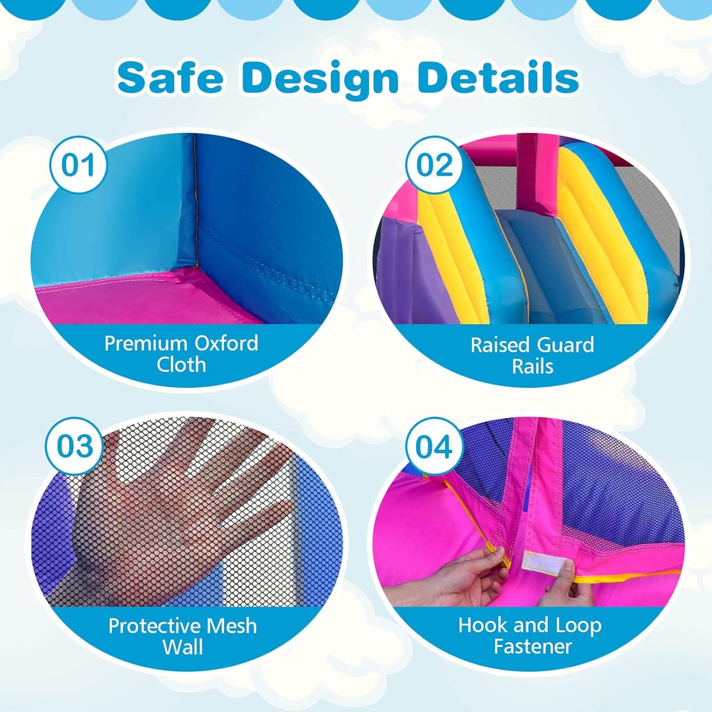 OLAKIDS Pink Inflatable Bounce House: Slide, Ball Pit, Climbing Wall & Basketball Rim