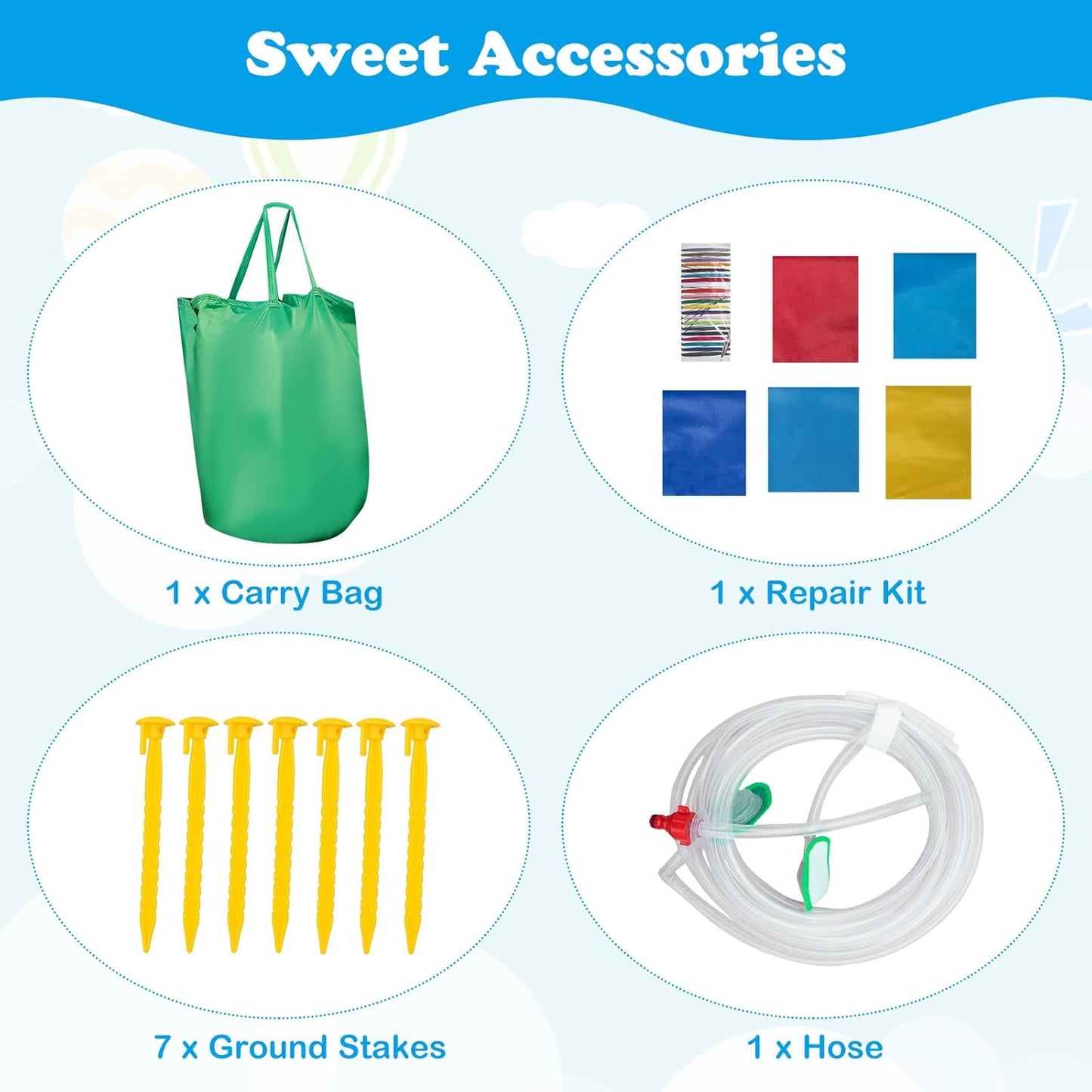 OLAKIDS Inflatable Water Slide 8 in 1 Bounce House Water Park with 2 Slides Splash Pools (Without Blower)