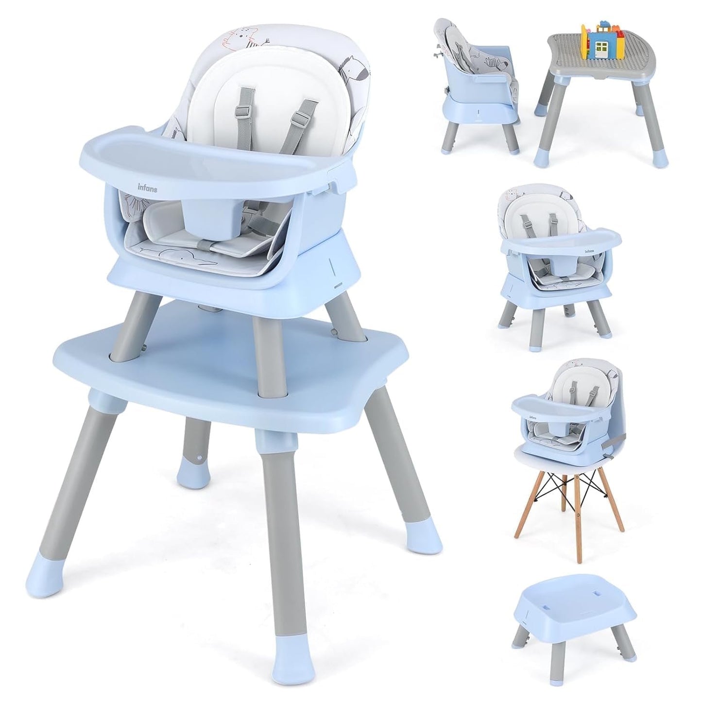 OLAKIDS 8 in 1 Baby High Chair, Convertible Highchair for Babies and Toddlers, Infant Dining Booster Seat