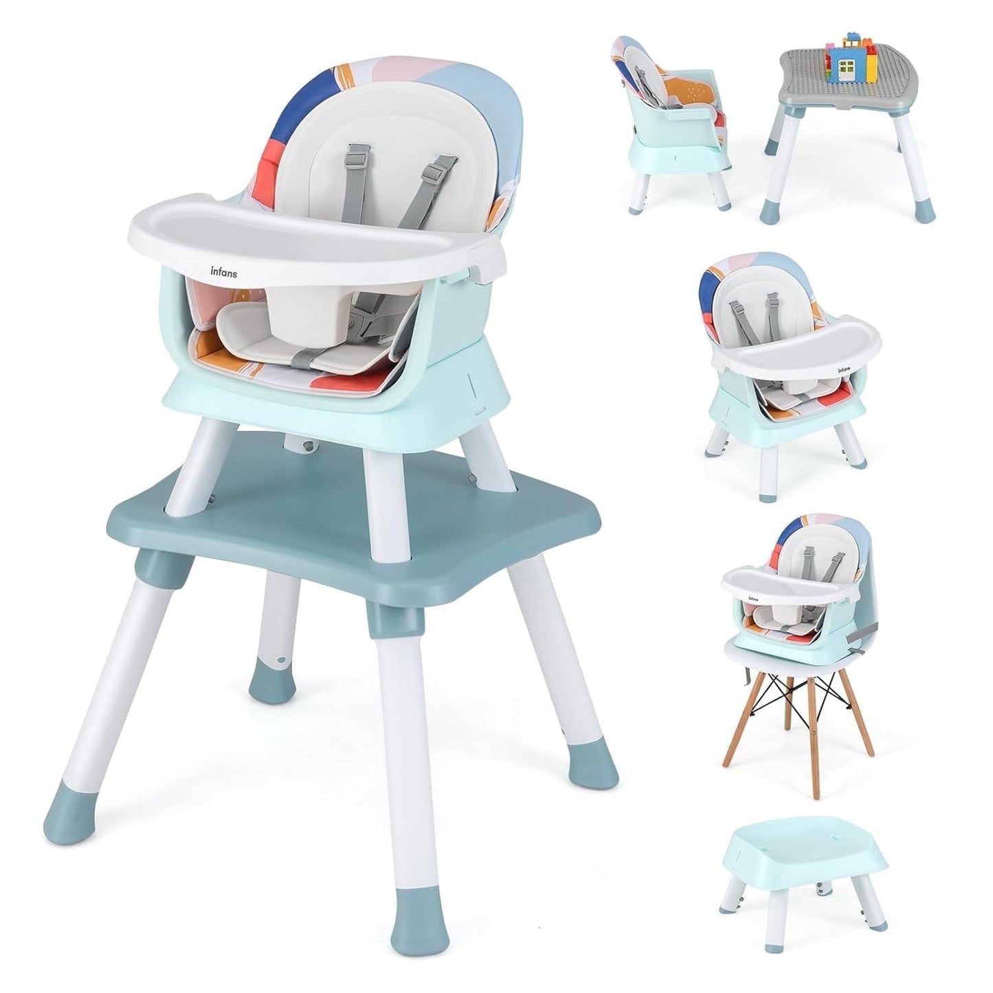 OLAKIDS 8 in 1 Baby High Chair, Convertible Highchair for Babies and Toddlers, Infant Dining Booster Seat