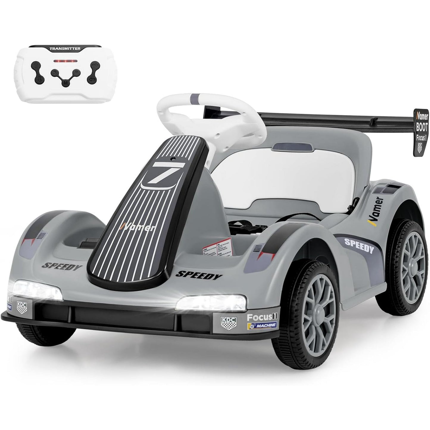 OLAKIDS Electric Go Kart for Kids, 6V Battery Powered Drift Kart with Remote Control, Power Display, Bluetooth, Story, Music, 3-Point Safety Belt, Crazy Cart for Boys Girls Aged 3+