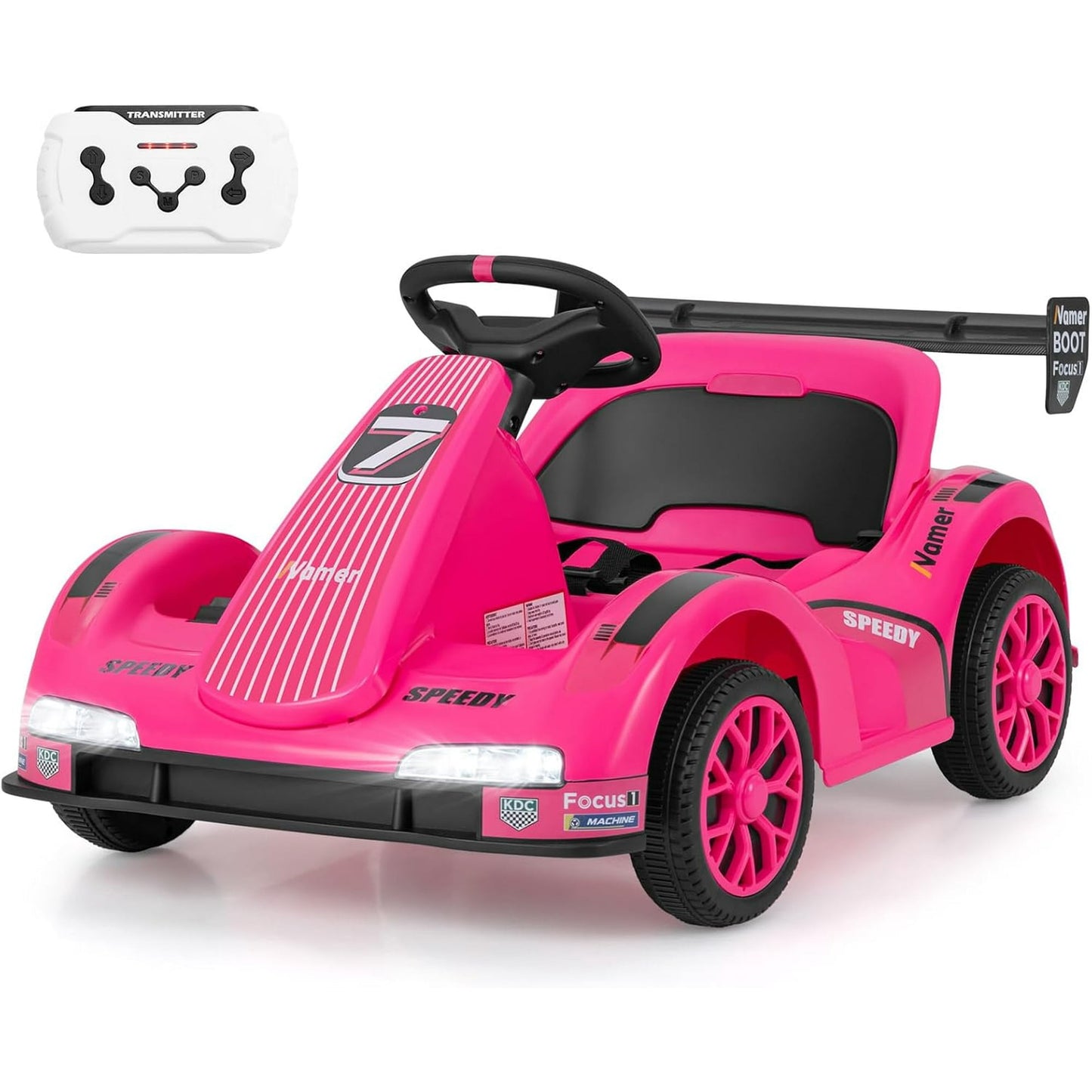 OLAKIDS Electric Go Kart for Kids, 6V Battery Powered Drift Kart with Remote Control, Power Display, Bluetooth, Story, Music, 3-Point Safety Belt, Crazy Cart for Boys Girls Aged 3+