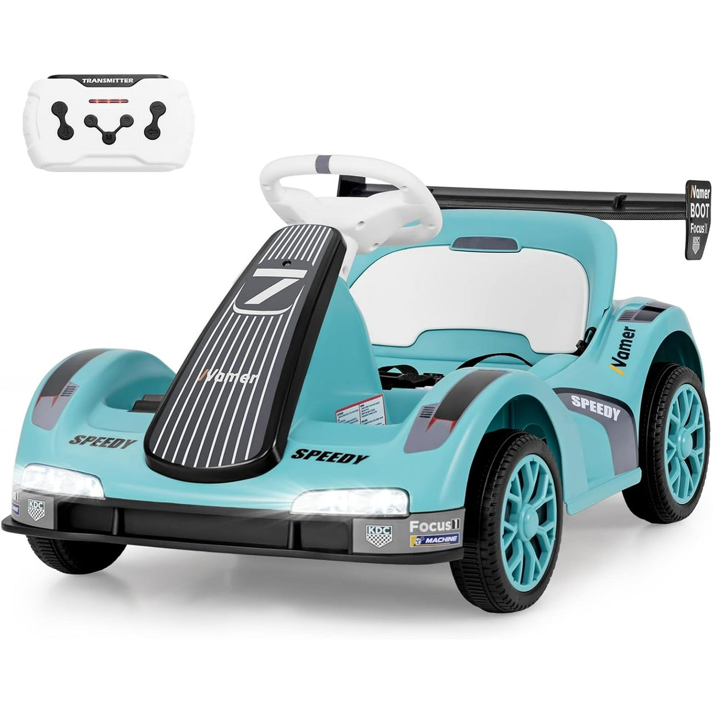 OLAKIDS Electric Go Kart for Kids, 6V Battery Powered Drift Kart with Remote Control, Power Display, Bluetooth, Story, Music, 3-Point Safety Belt, Crazy Cart for Boys Girls Aged 3+