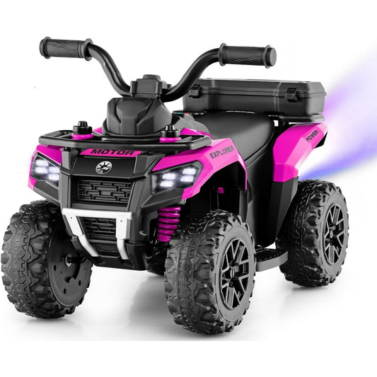 OLAKIDS Kids ATV with Spray Function, Remote Control, Storage Trunk, 6V Electric Toddler Ride on Toy
