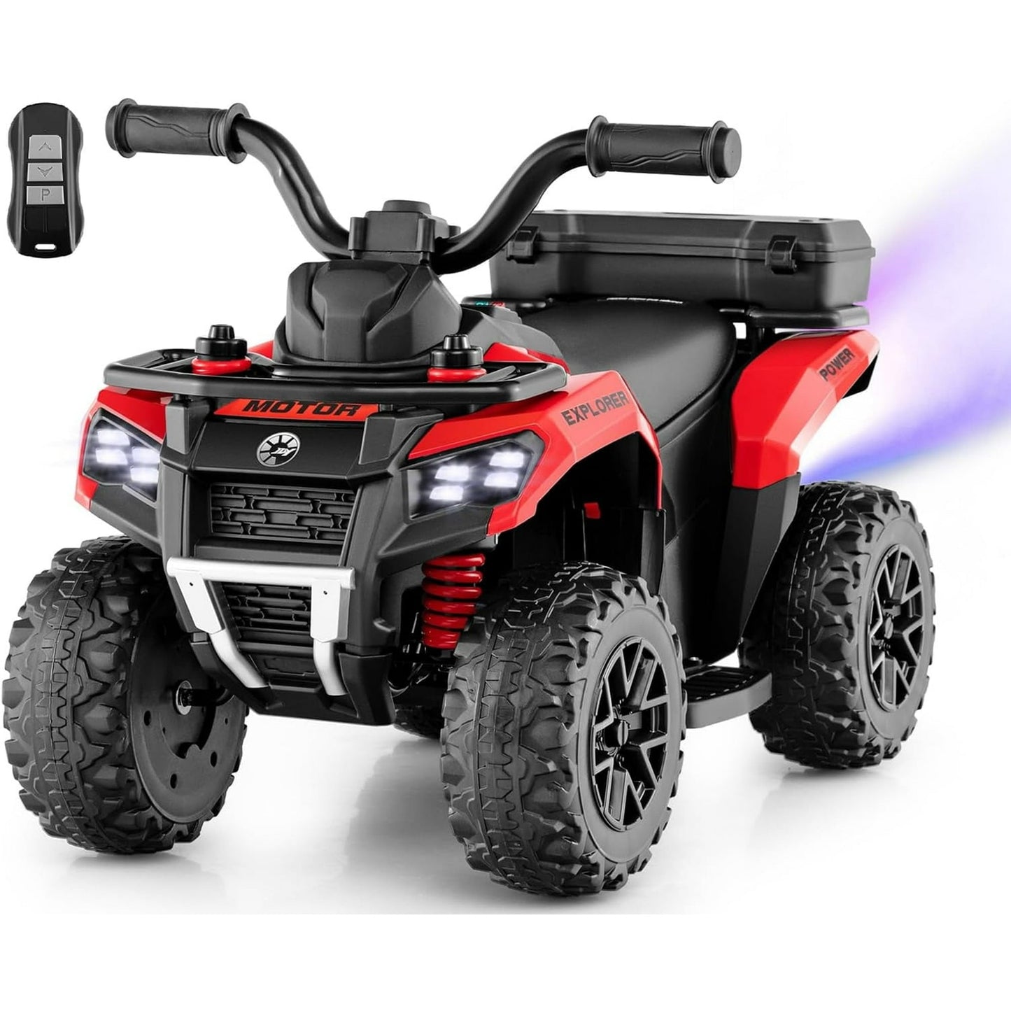 OLAKIDS Kids ATV with Spray Function, Remote Control, Storage Trunk, 6V Electric Toddler Ride on Toy