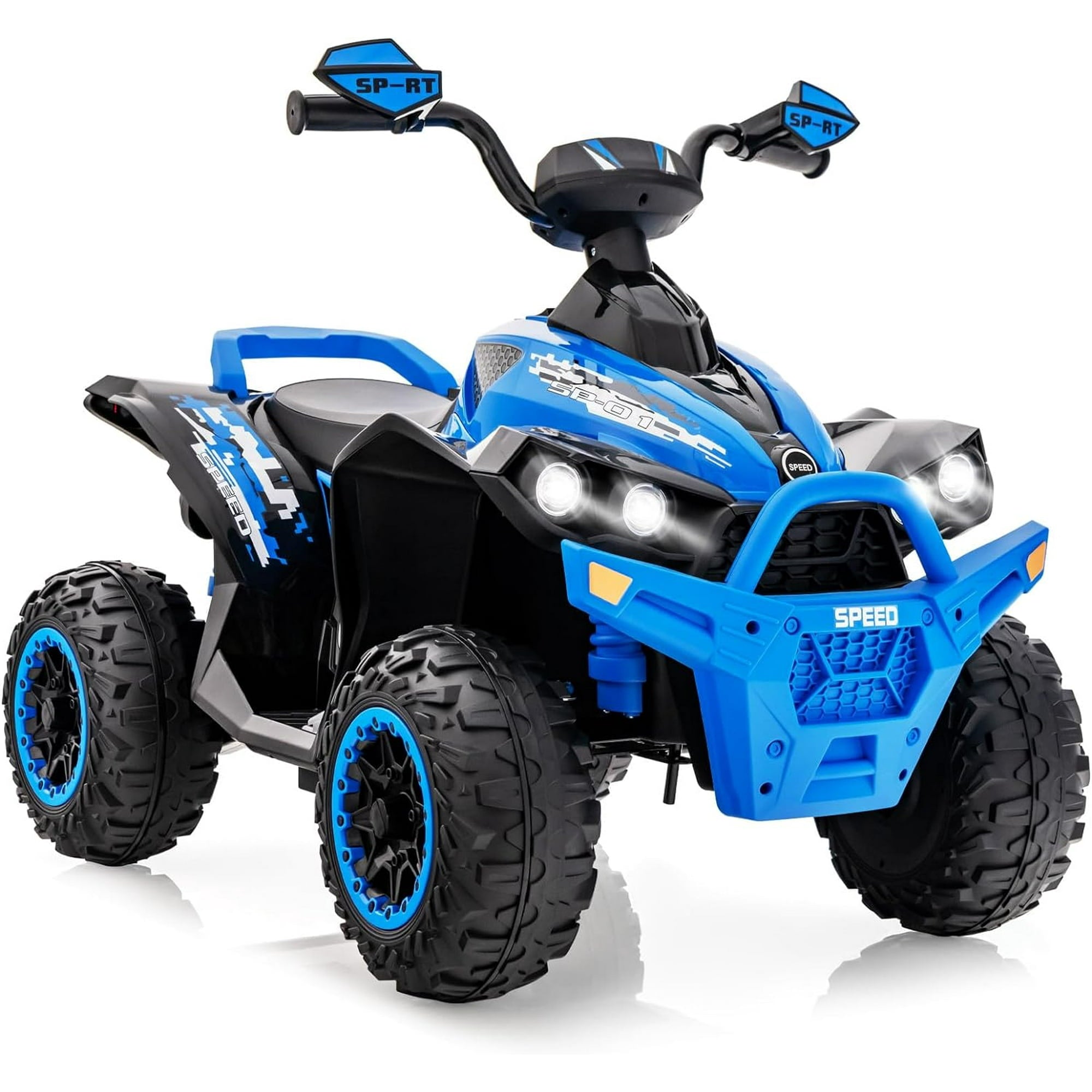 OLAKIDS Kids Ride on ATV 12V 4 Wheeler Quad Toy Vehicle with Music Horn High Low Speeds LED Lights Electric Ride On Toy Battery Powered Wheels Car for Kids Over 3 Years Old