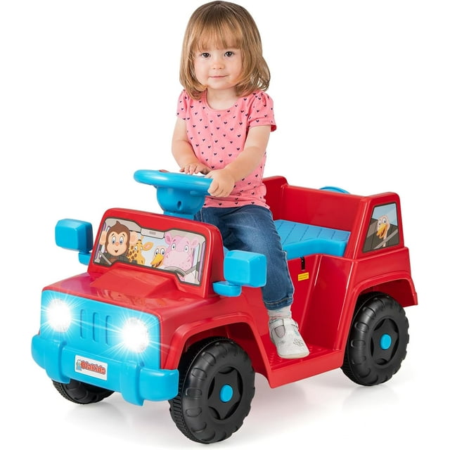 OLAKIDS Ride on Car 6V Toddler Electric Vehicle with LED Lights Storage Tire Horn Charger Battery Powered Motorized Quad Riding Toys for 18