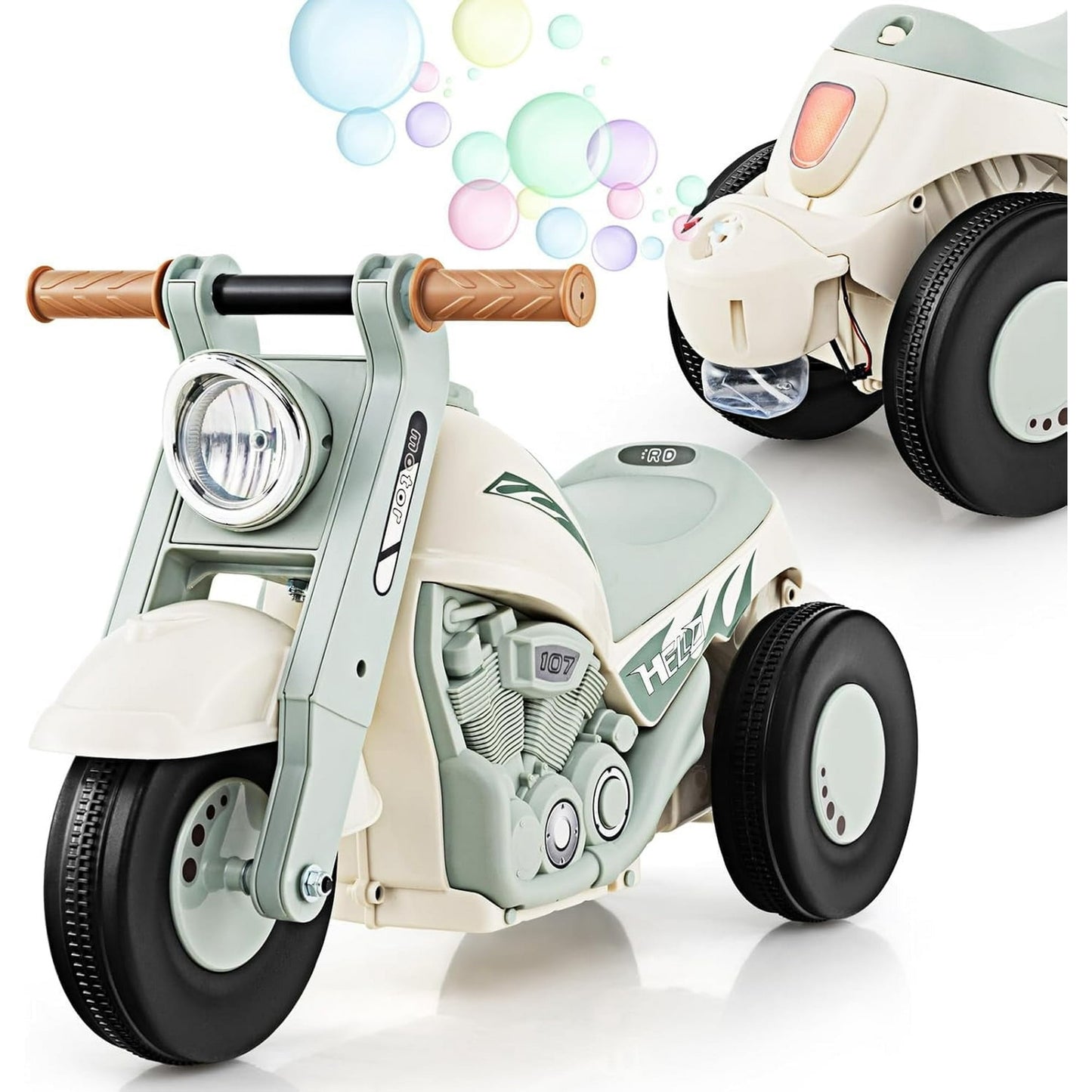 OLAKIDS Ride on Push Car, Foot-to-Floor Sliding Car for Toddlers Kids Motorcycle with Bubble Maker, Music, 3 Wheels Ride on Toys Gift for Boys Girls Aged 3-5 Years