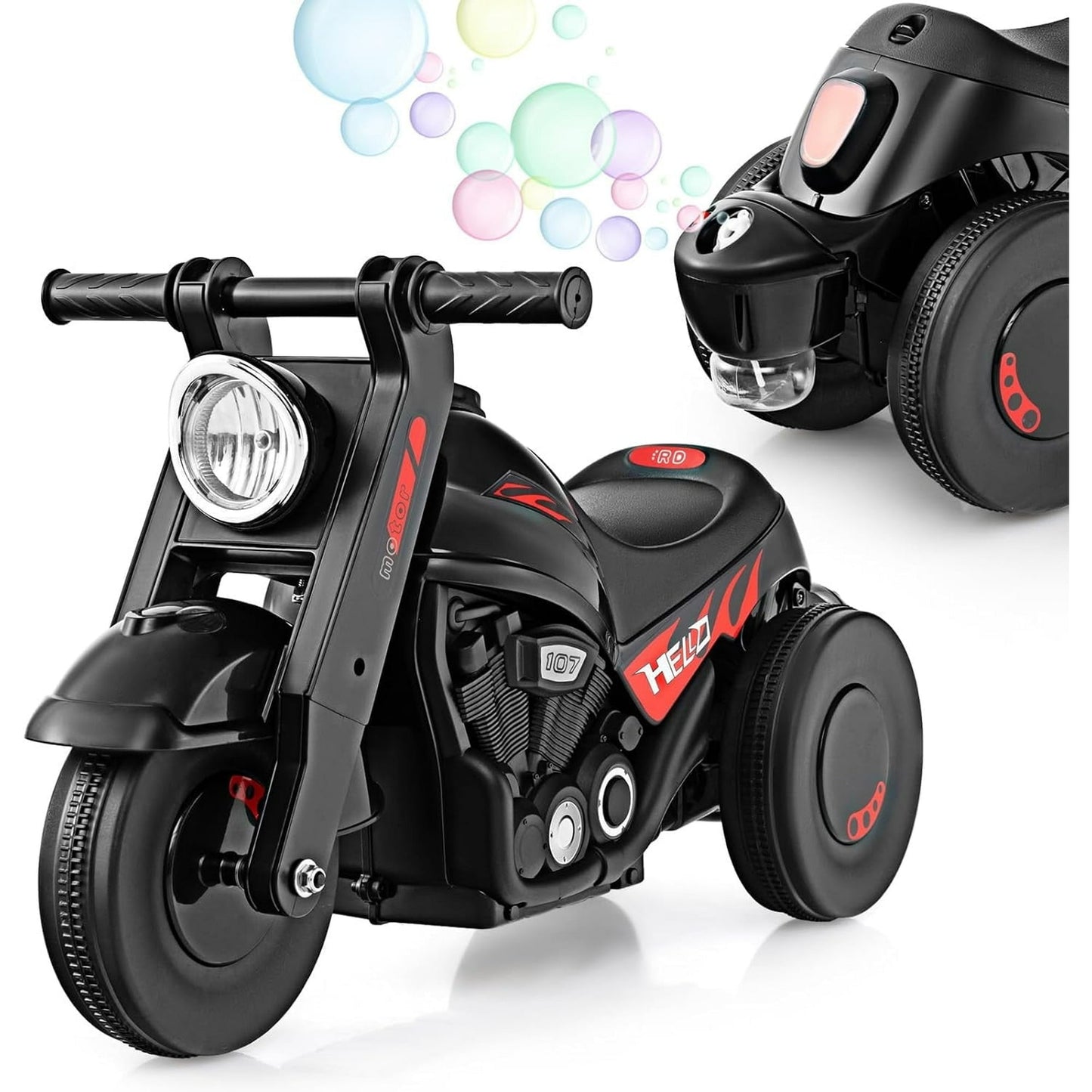 OLAKIDS Ride on Push Car, Foot-to-Floor Sliding Car for Toddlers Kids Motorcycle with Bubble Maker, Music, 3 Wheels Ride on Toys Gift for Boys Girls Aged 3-5 Years