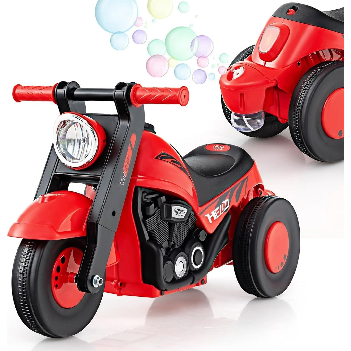OLAKIDS Ride on Push Car, Foot-to-Floor Sliding Car for Toddlers Kids Motorcycle with Bubble Maker, Music, 3 Wheels Ride on Toys Gift for Boys Girls Aged 3-5 Years