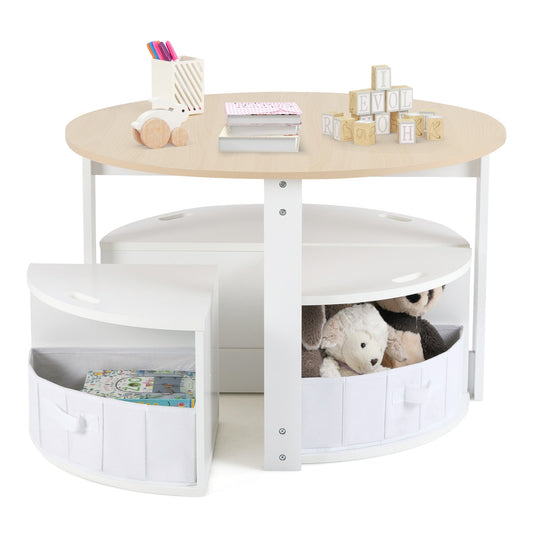 OLAKIDS Toddler Table and Chair Set, Wooden Table and 4 Chairs with Nesting Design, Storage Drawers, Children Multi-Activity Table for Art, Crafts, Draw, Read for Boys Girls Aged 3+