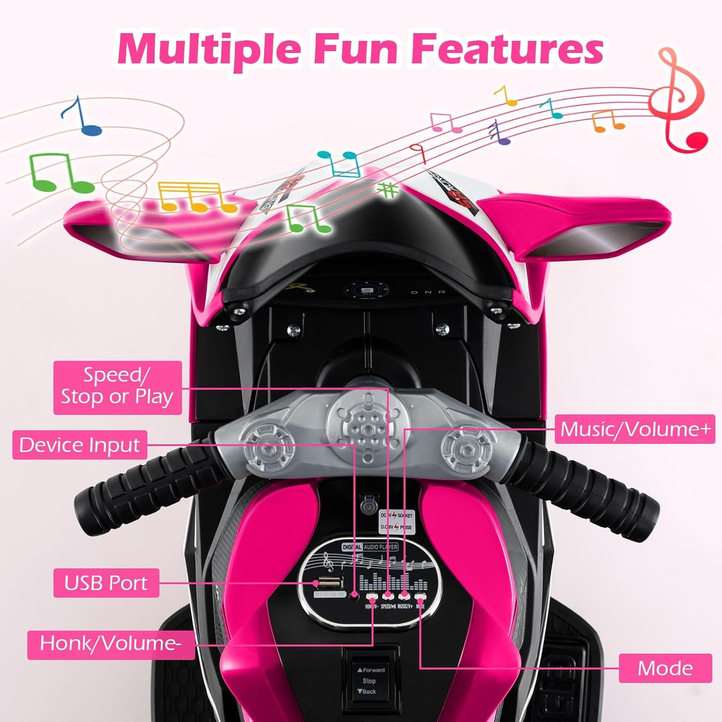 OLAKIDS 6V Kids Motorcycle with Forward & Reverse Switch for Toddler Aged 3+